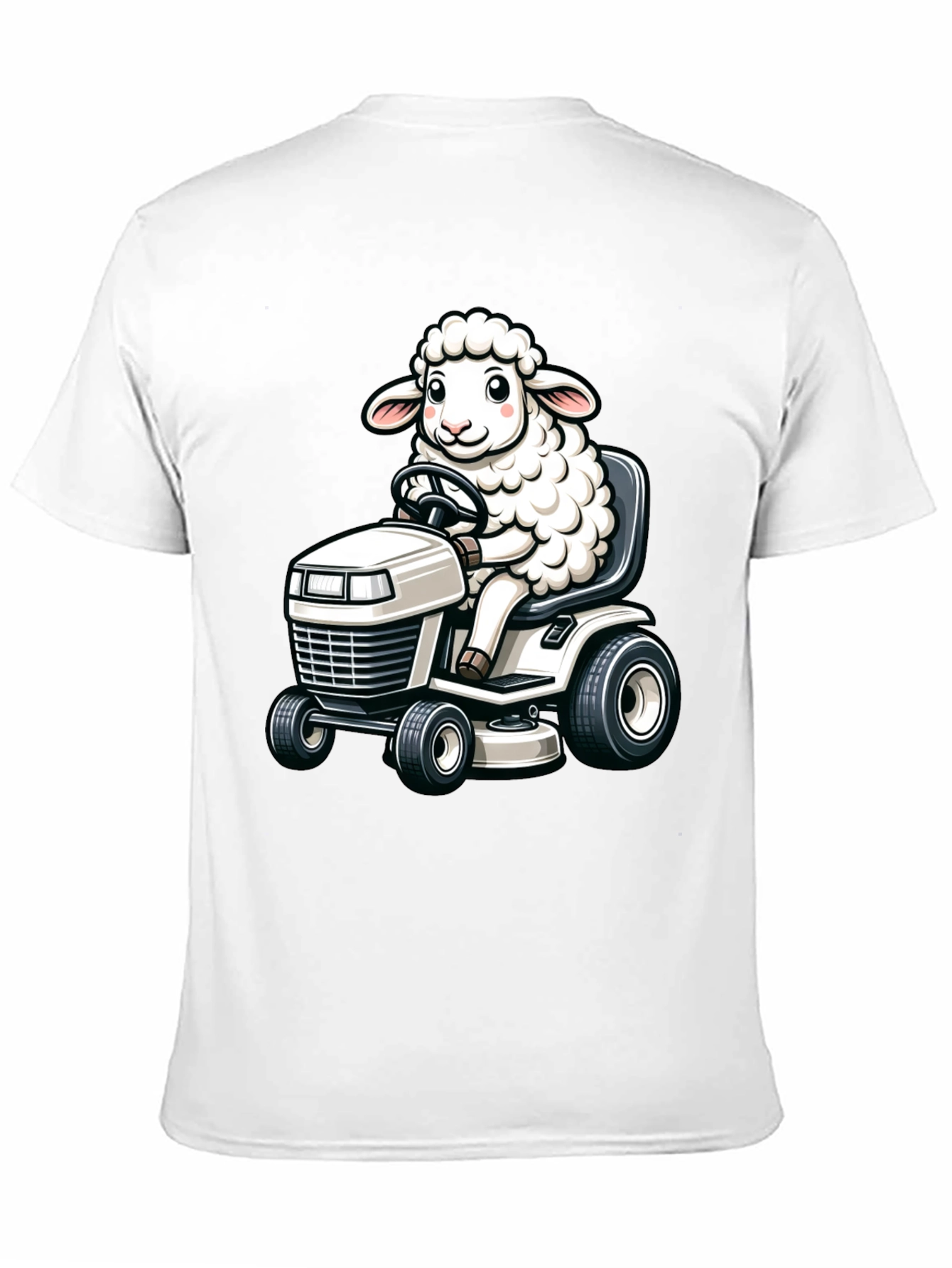 Black Sheep on Lawn Mower T-Shirt - Black view 11