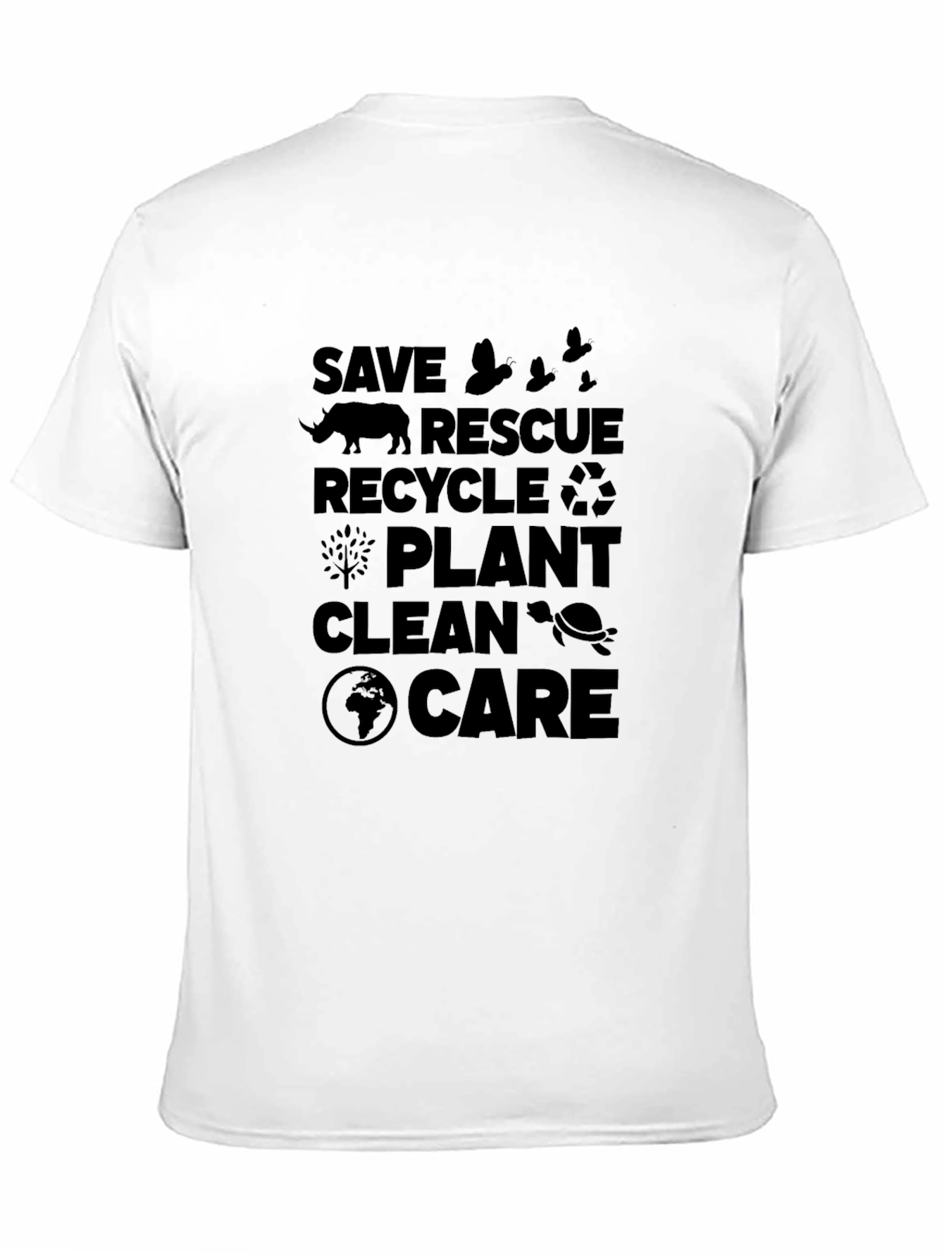Black Eco-Friendly Save Rescue Recycle T-Shirt view 11