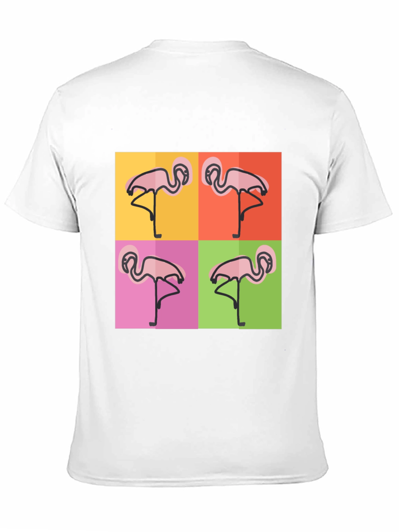 Black Funky Flamingo Pop Art Black T-Shirt view 11