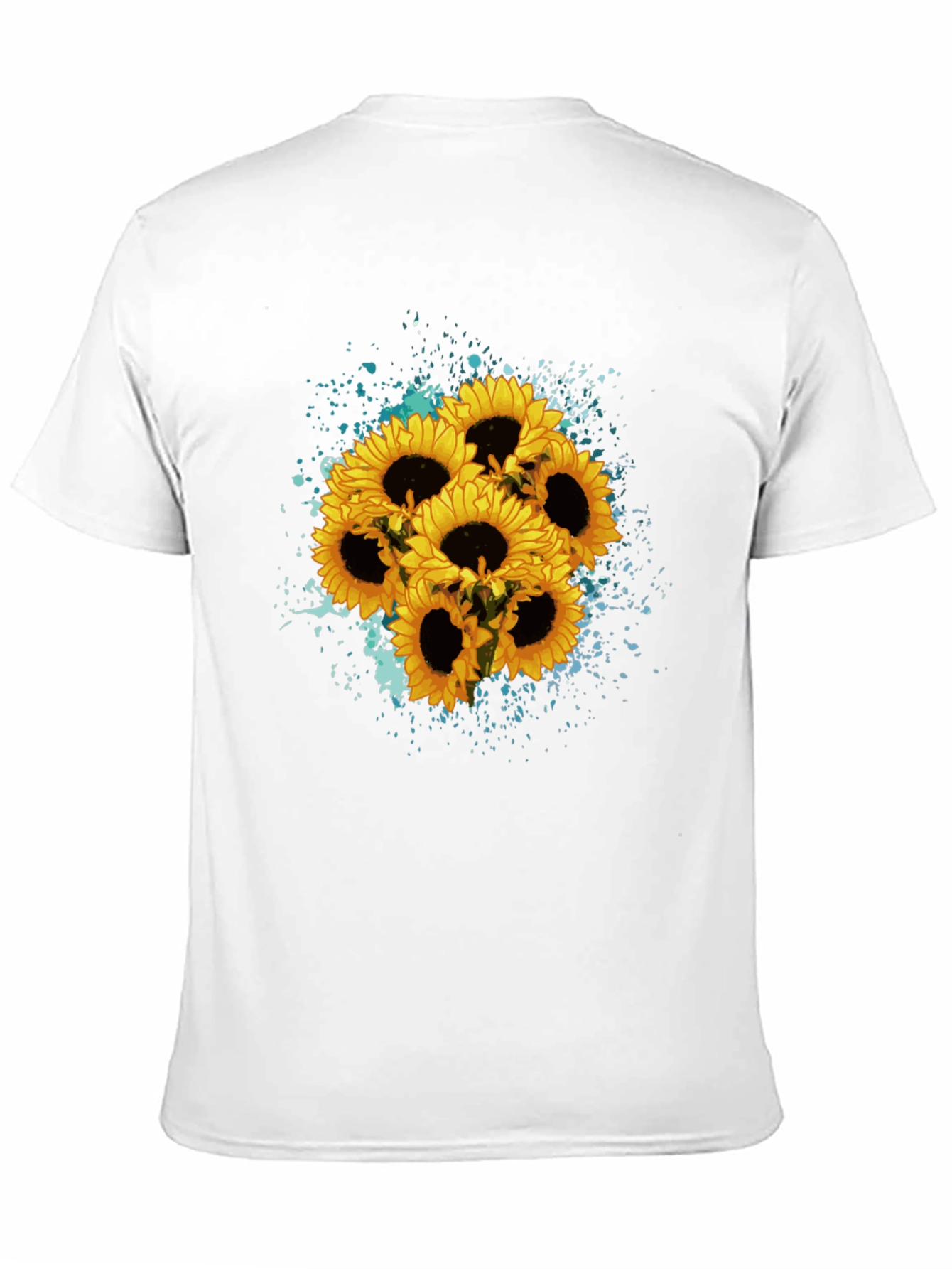 Black Sunflower Splash Black T-Shirt - Floral Graphic Tee view 11