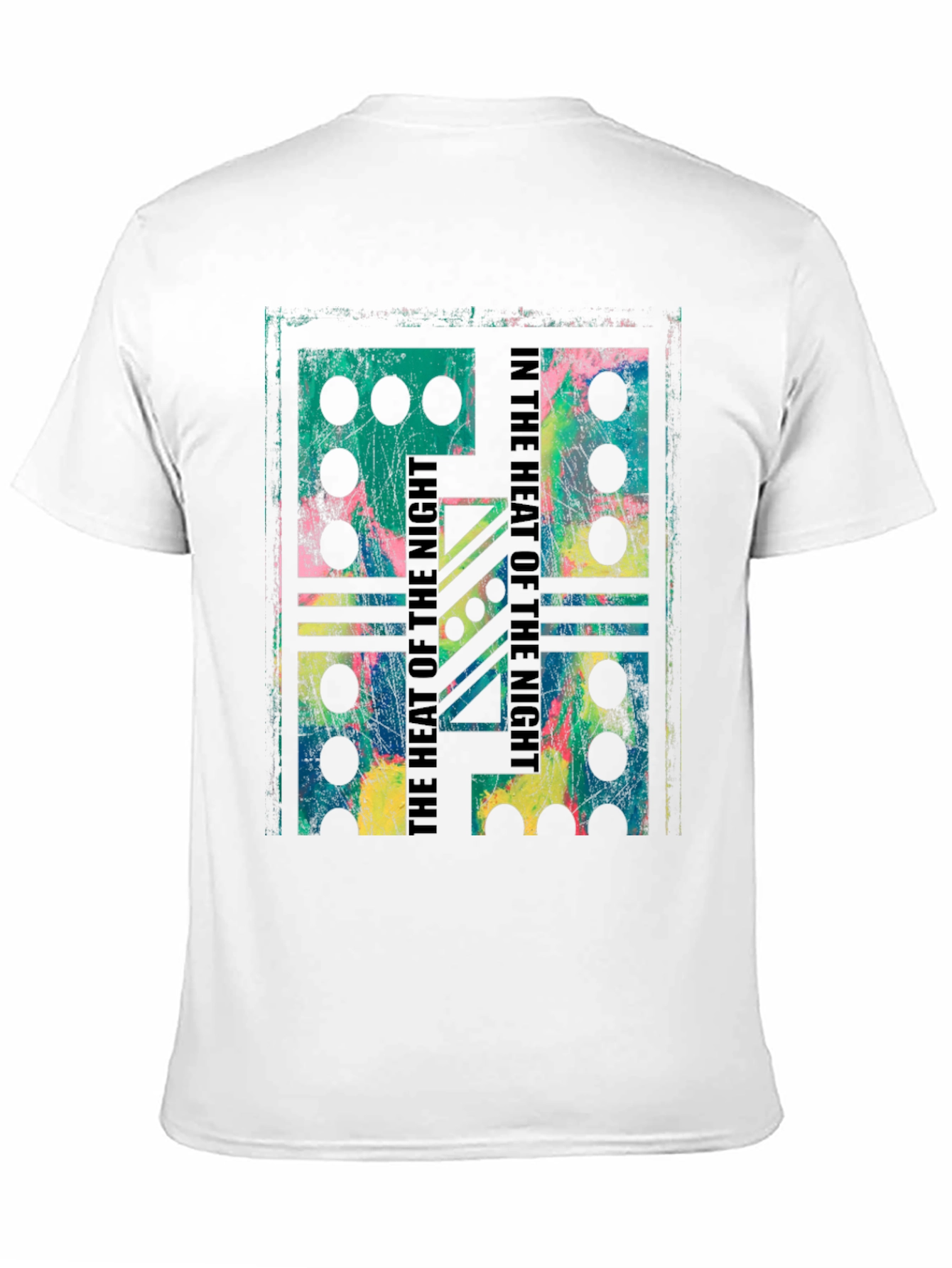 Black Abstract Domino T-Shirt - Heat of the Night Design view 11