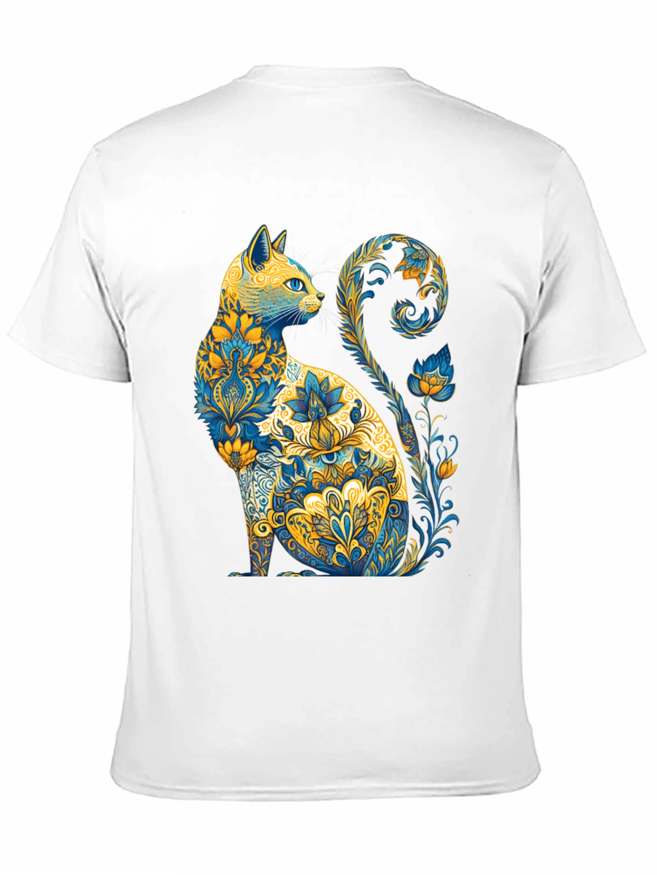 Black Floral Cat Graphic T-Shirt - Unique Design view 11