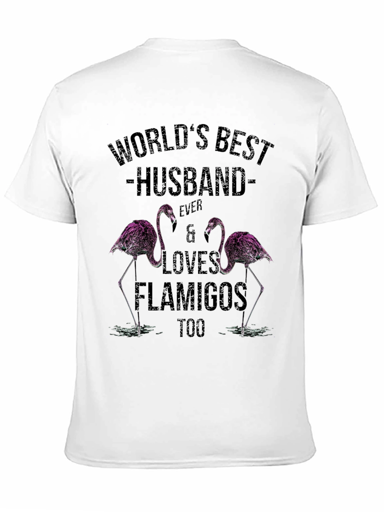 Black World's Best Husband Flamingo Graphic T-Shirt view 11