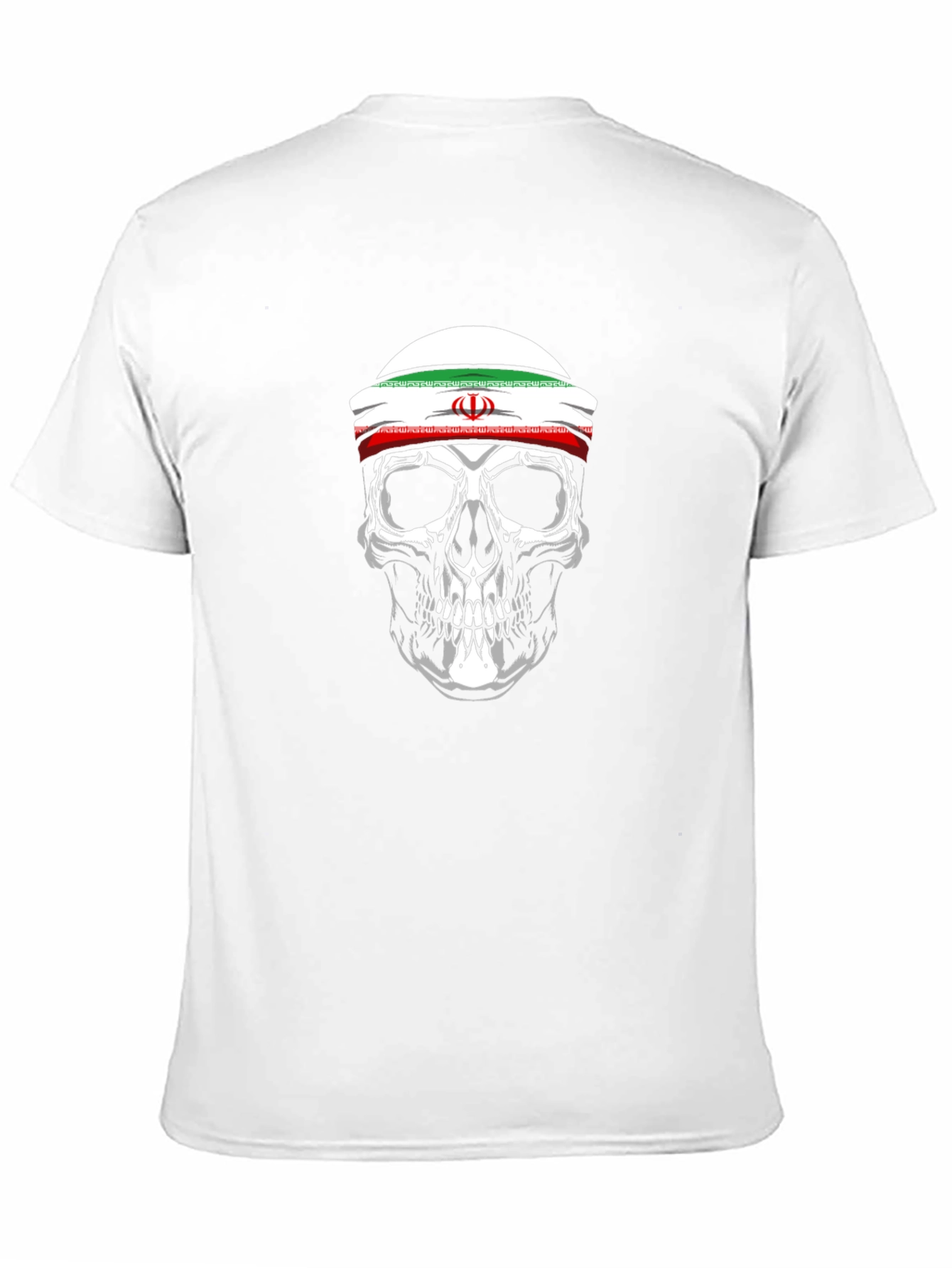 Black Skull with Iran Flag Headband Black T-Shirt view 11