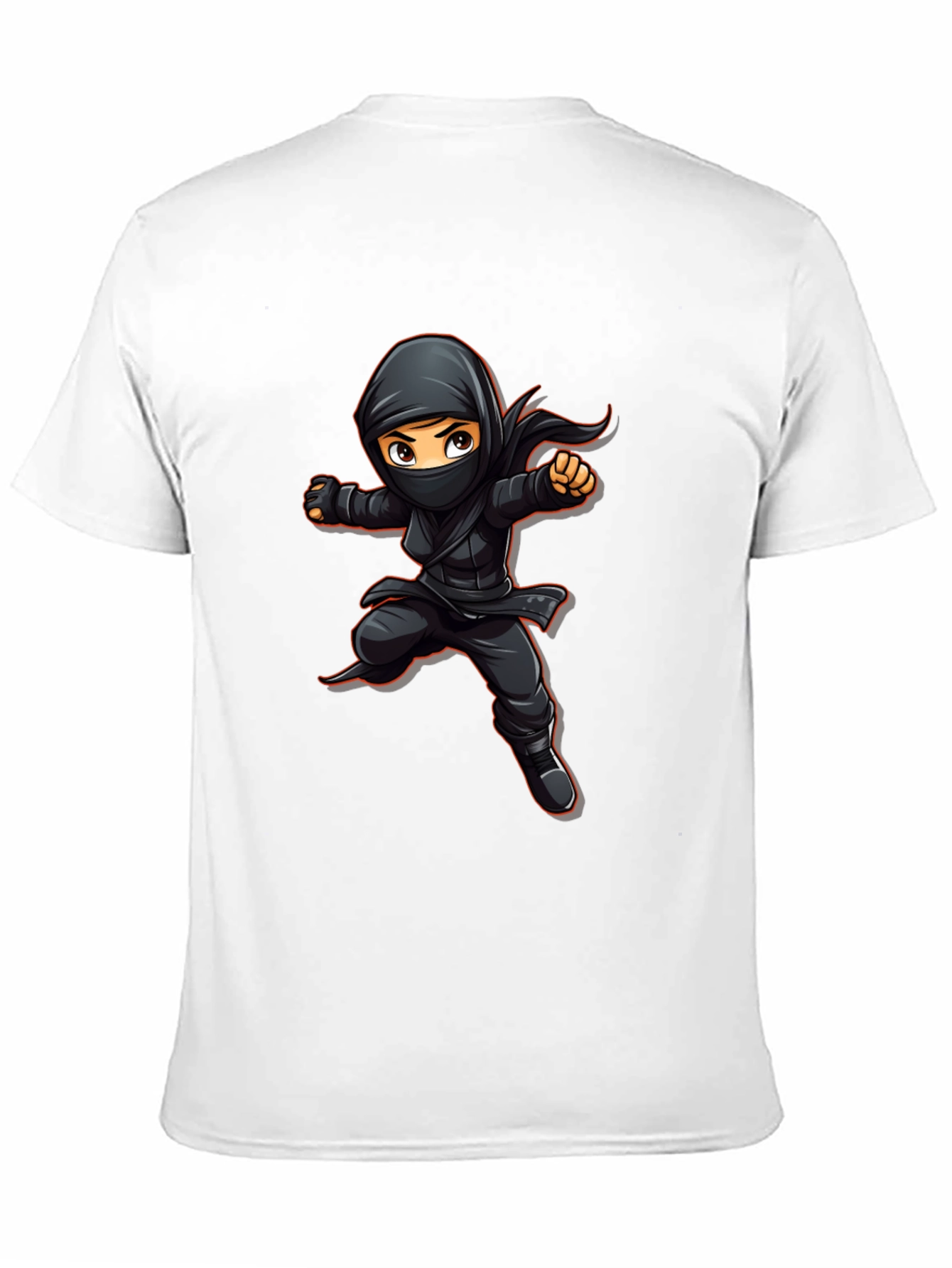 Black Ninja Cartoon Graphic Black T-Shirt view 11
