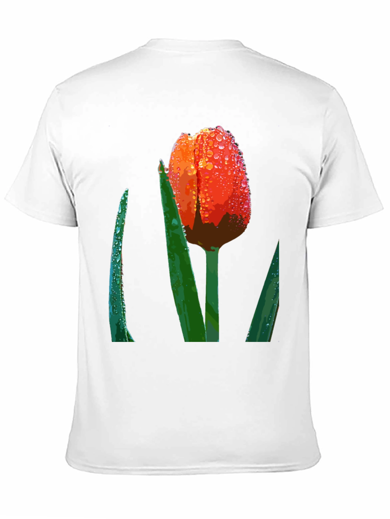 Black Tulip Dewdrop Graphic Tee - Unique Floral Design view 11