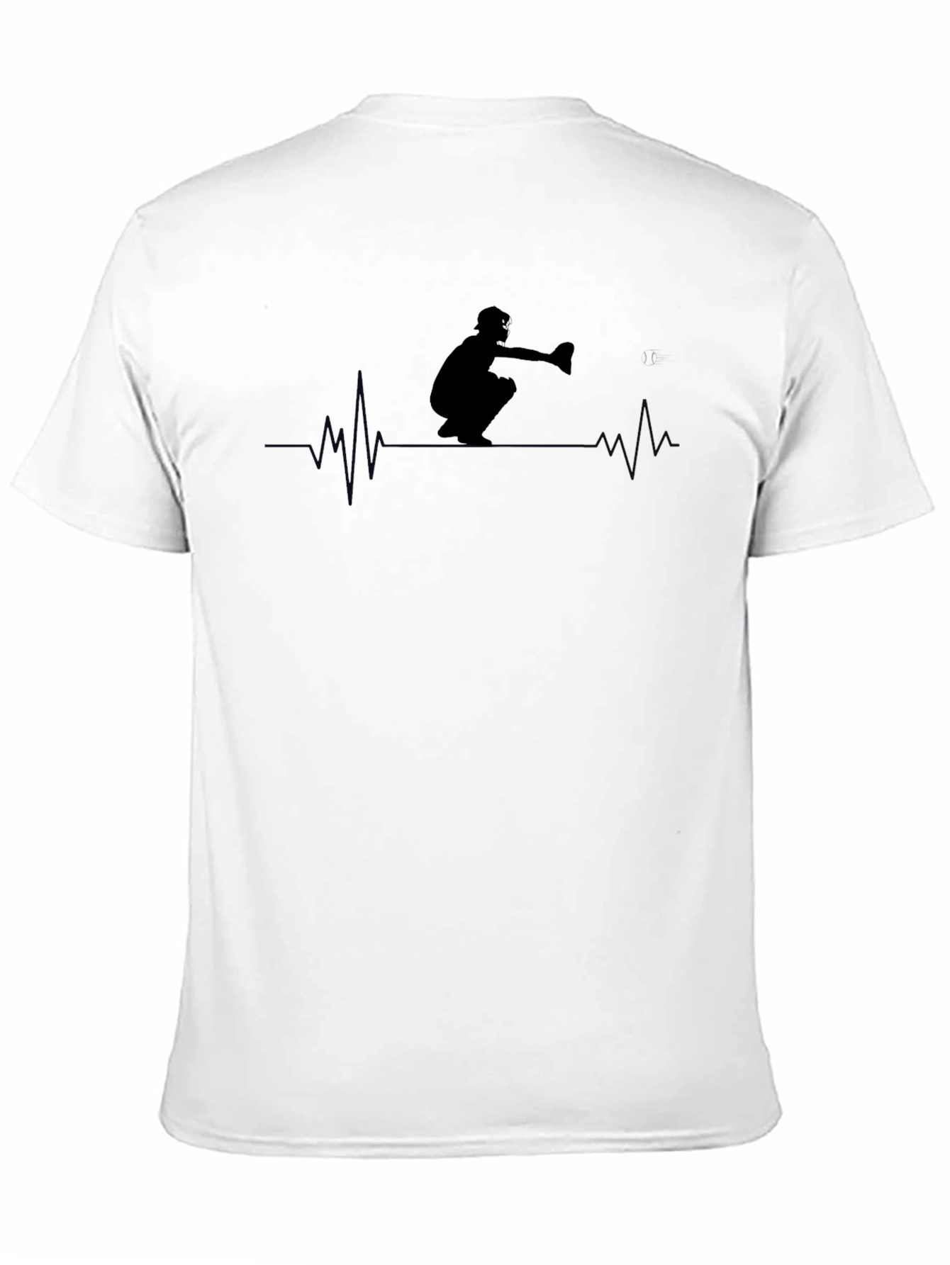 Black Curling Heartbeat T-Shirt - Black Cotton Tee view 11