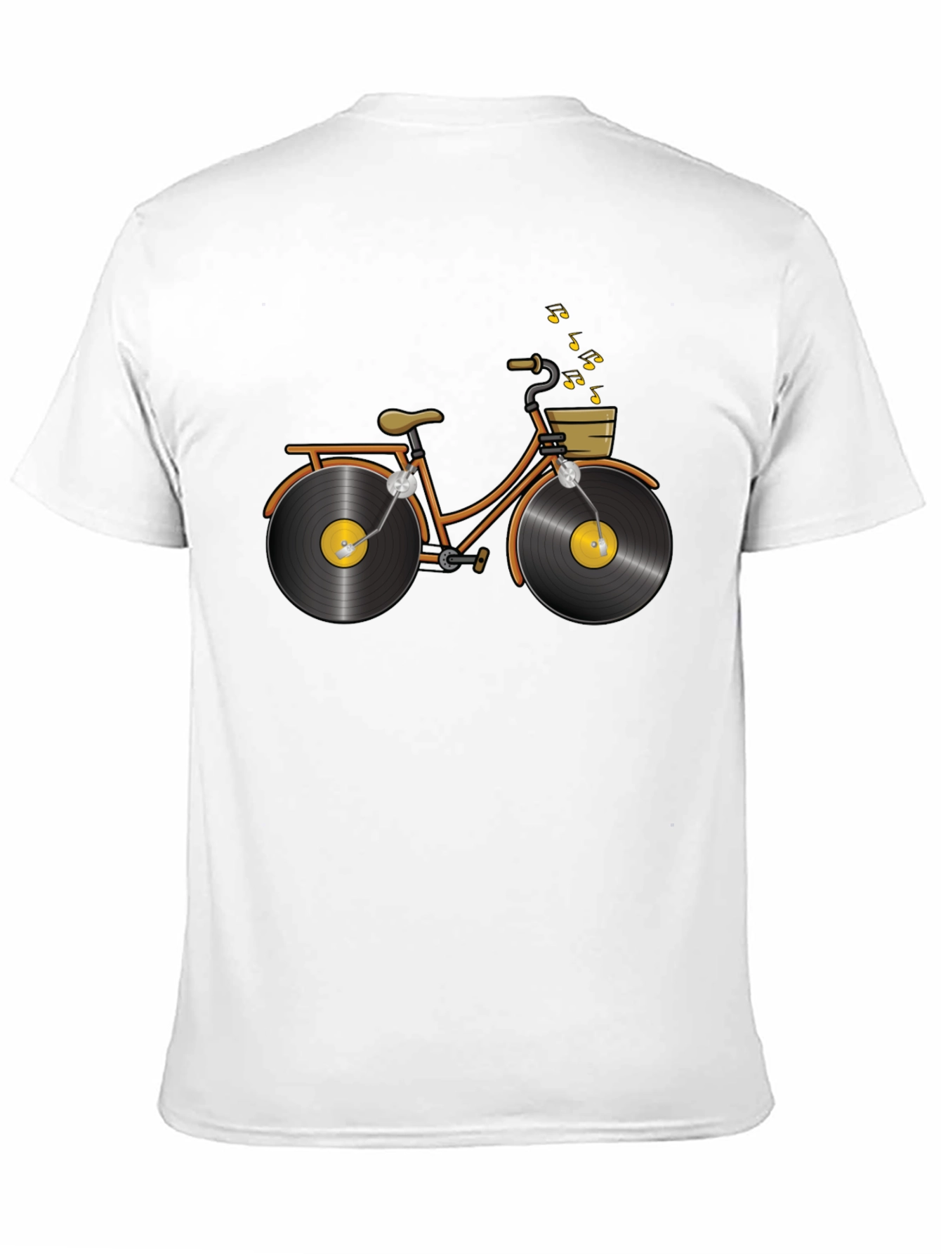 Black Unique Vinyl Record Bicycle Graphic T-Shirt view 11