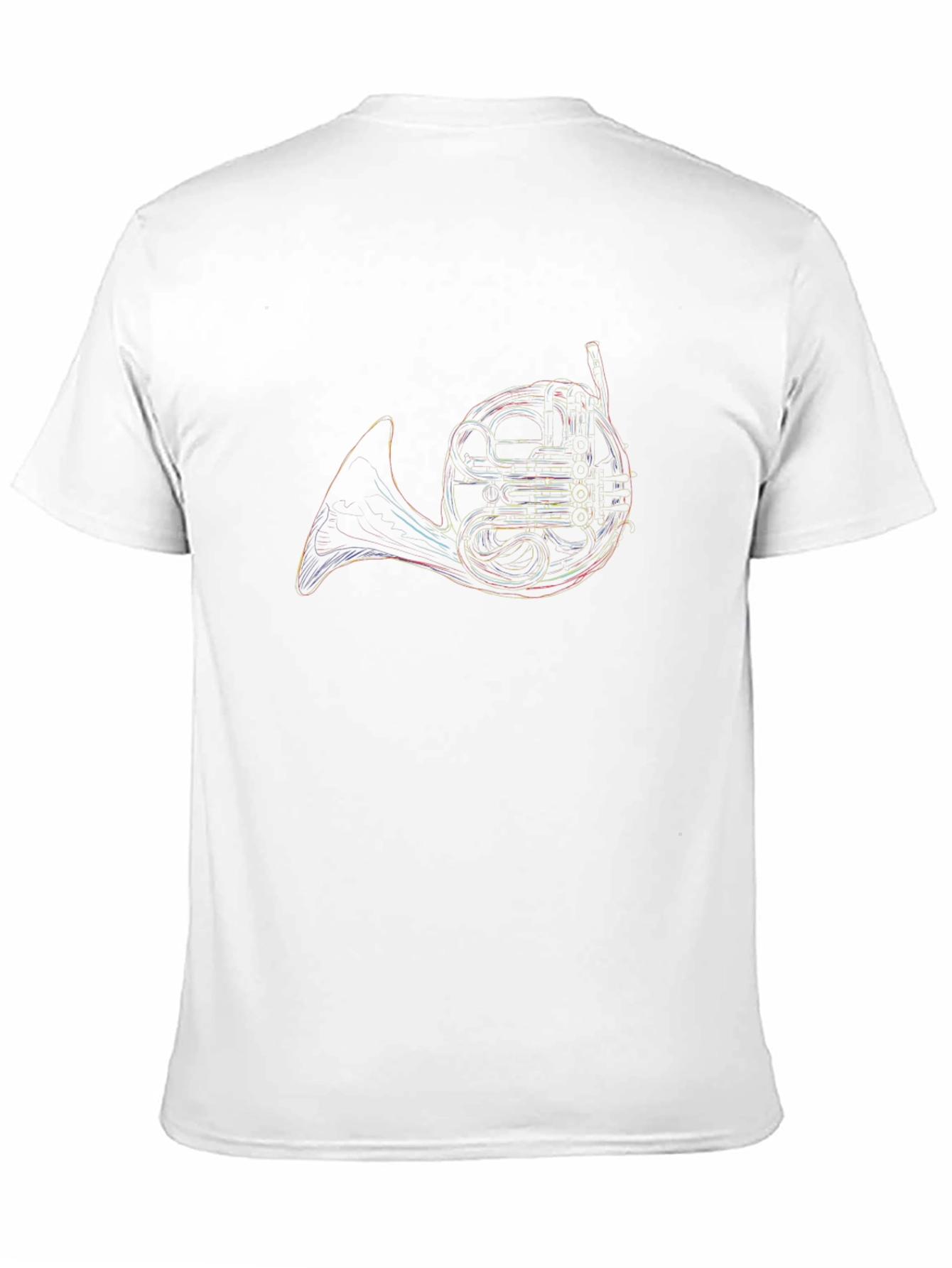 Black French Horn Outline Tee - Music Lover's T-Shirt view 11