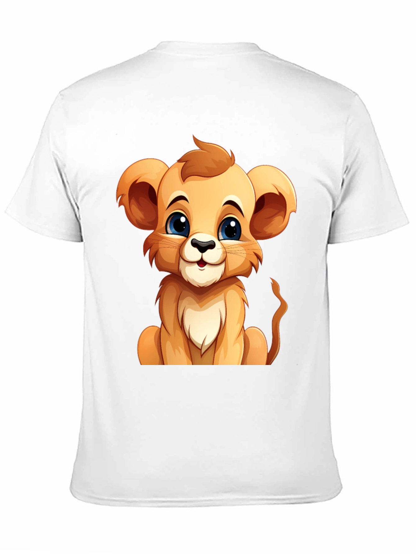 Black Cute Lion Cub Graphic Tee - Black Cotton T-Shirt view 11