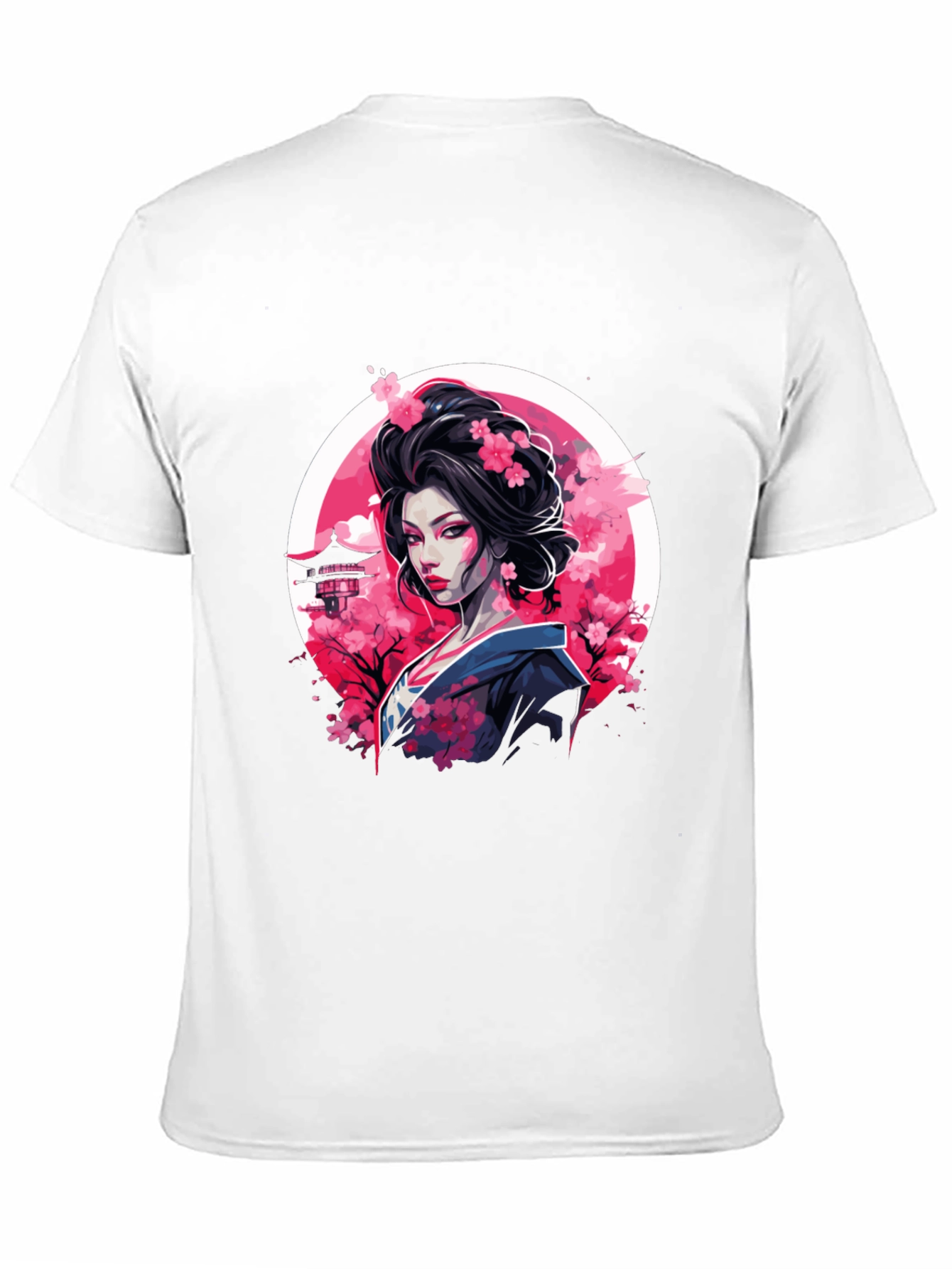 Black Geisha Cherry Blossom Black T-Shirt view 11