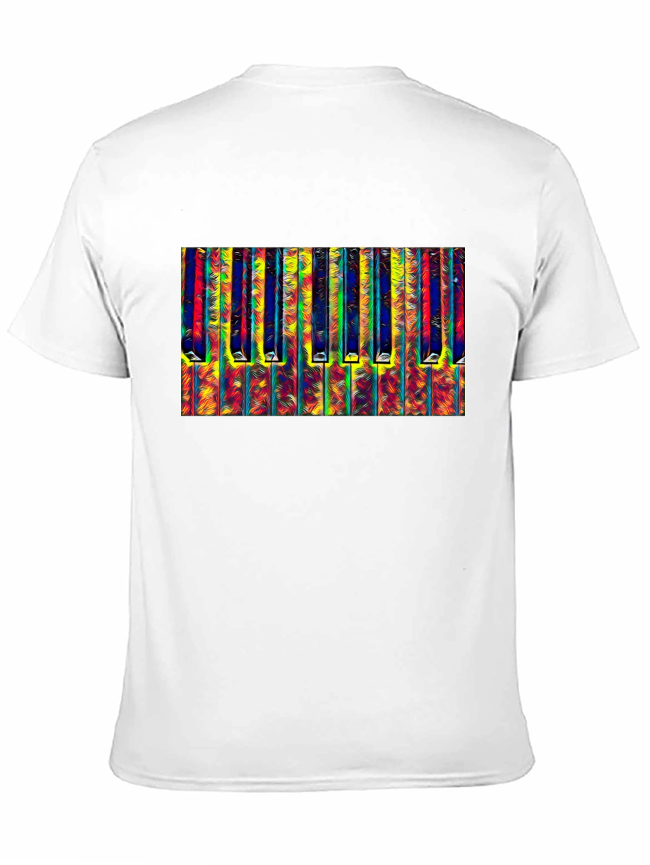 Black Abstract Piano Keys Graphic Tee - Black Cotton T-Shirt view 11