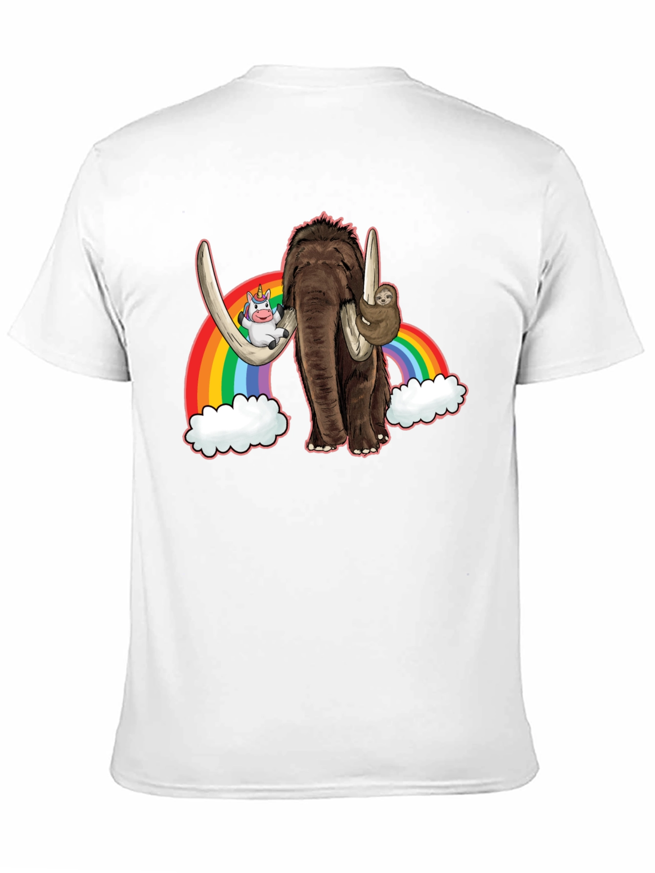 Black Mammoth, Unicorn, Sloth Rainbow Graphic Tee view 11