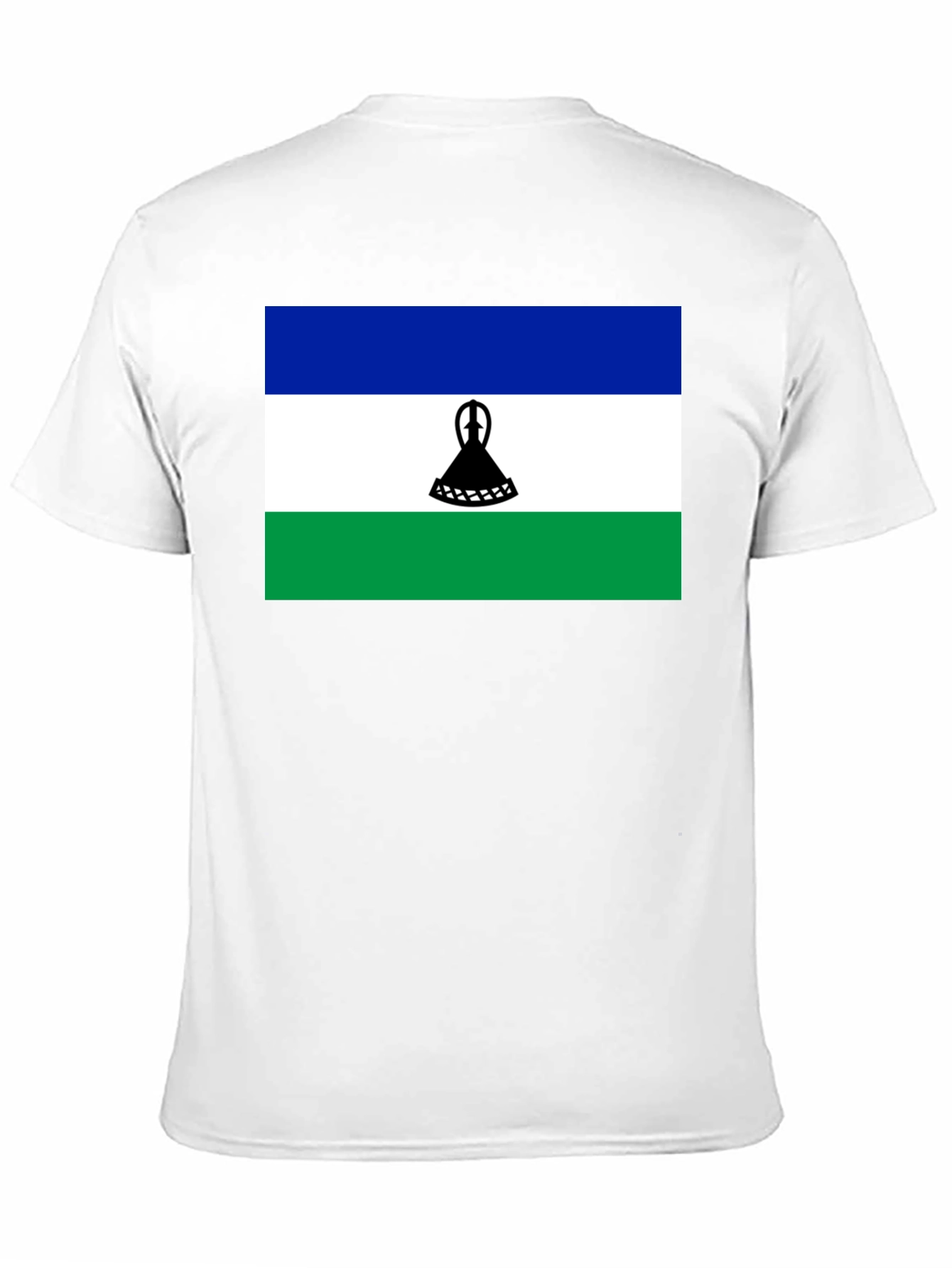 Lesotho Flag Graphic Tee - Black Cotton T-Shirt - 11