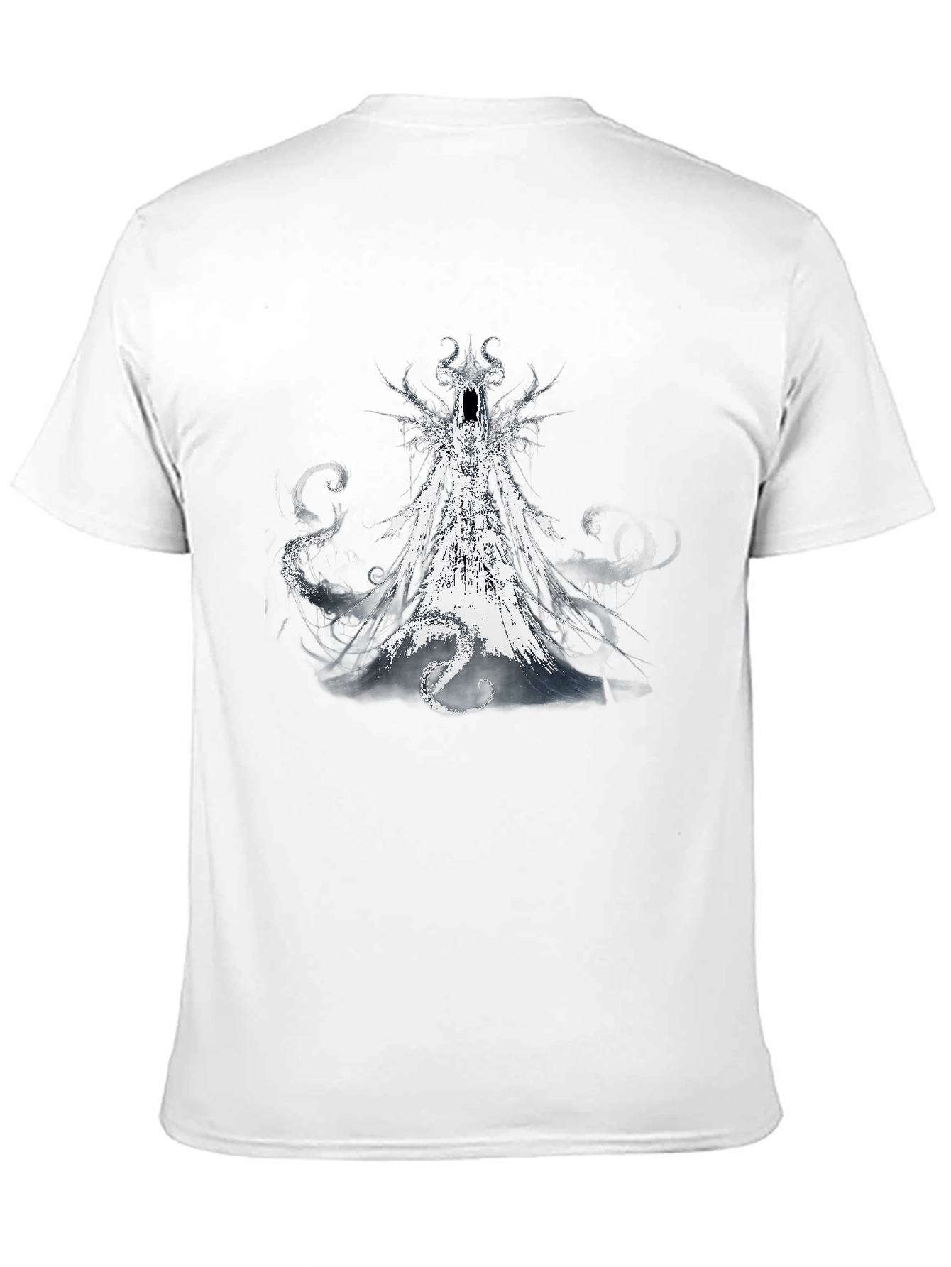 Black Men's Black T-Shirt with Gothic Creature Graphic view 11