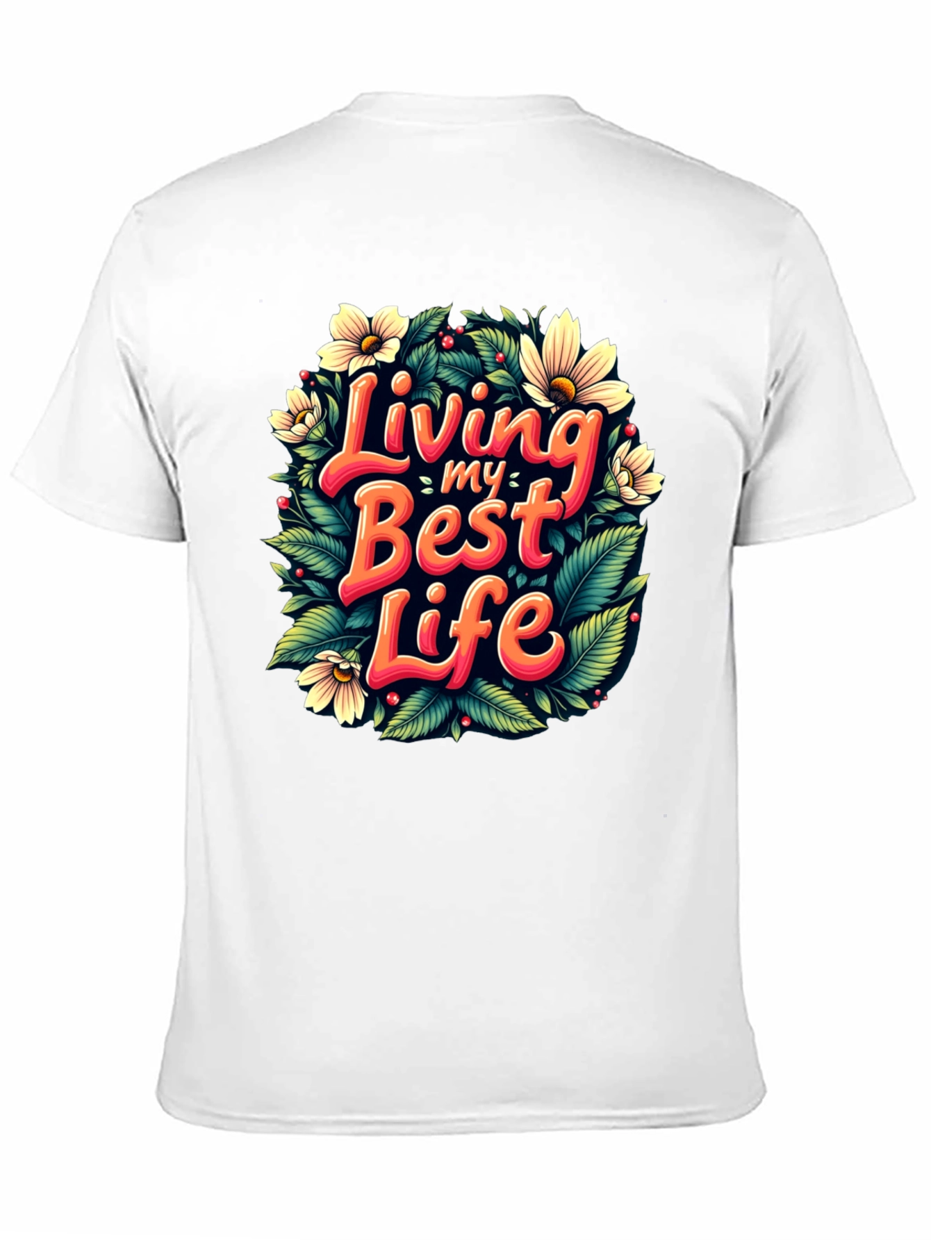 Black Living My Best Life T-Shirt - Floral Design view 11