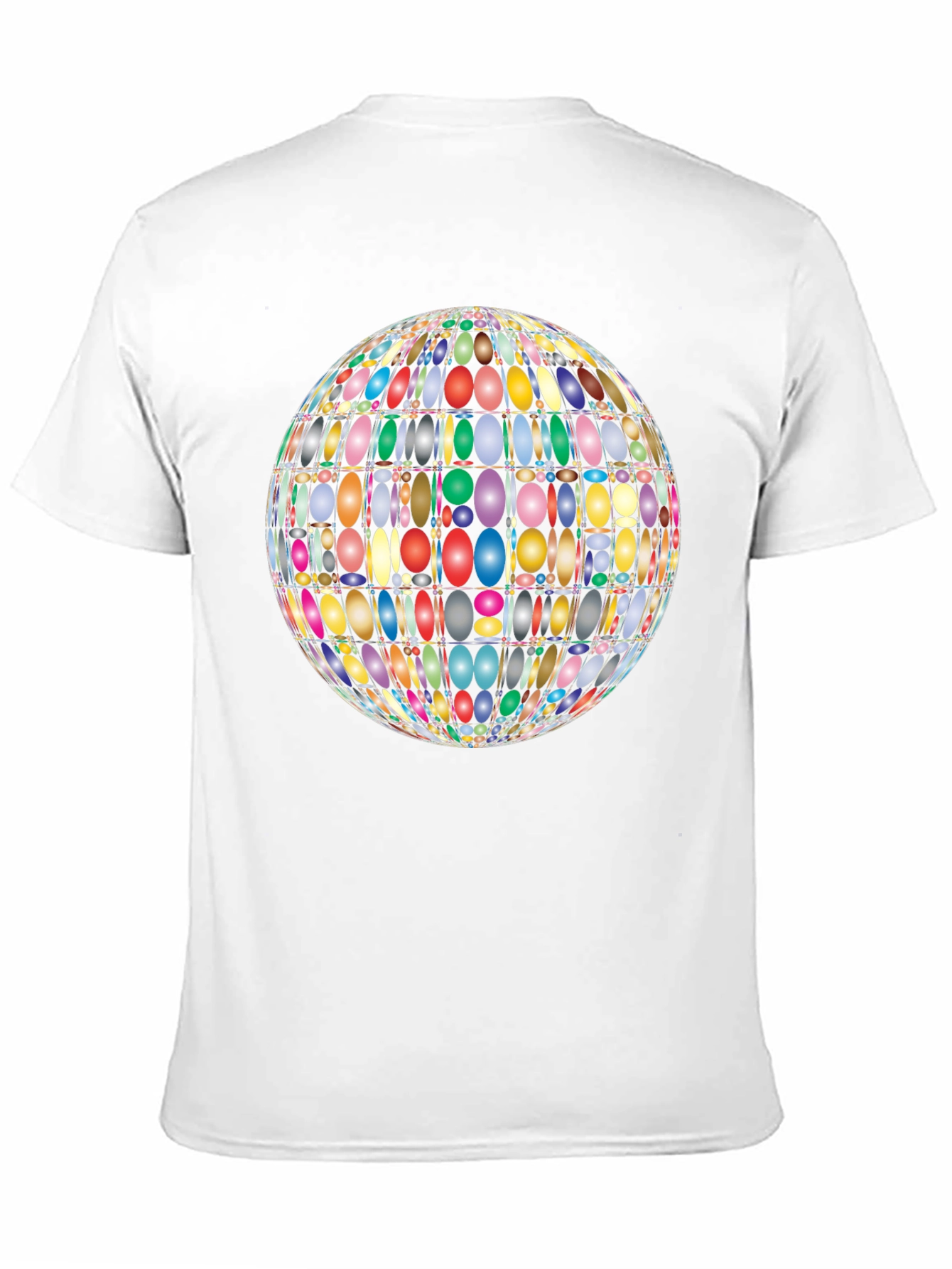 Black Colorful Oval Pattern Globe Men's Black T-Shirt view 11