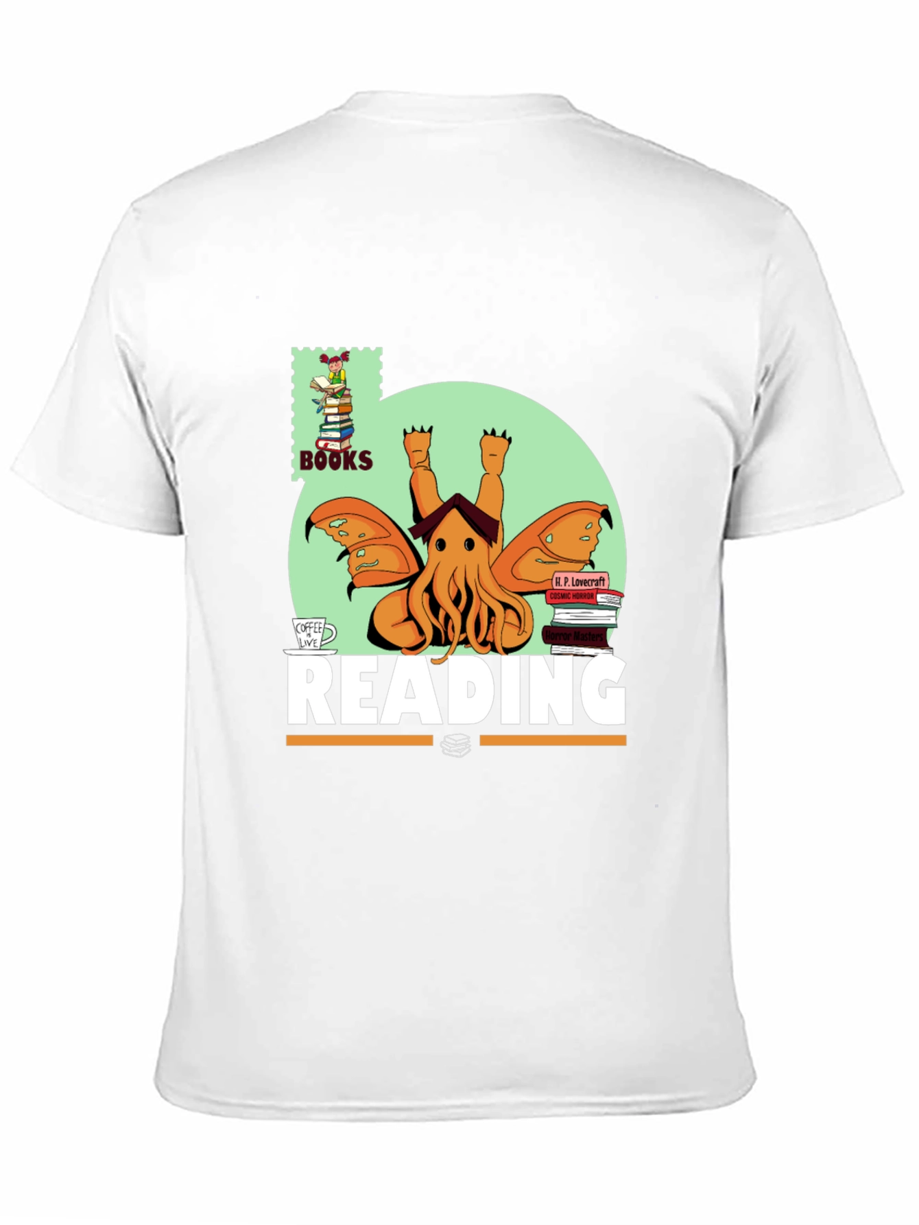 Black Lovecraft Reading T-Shirt - Cthulhu Book Lover view 11