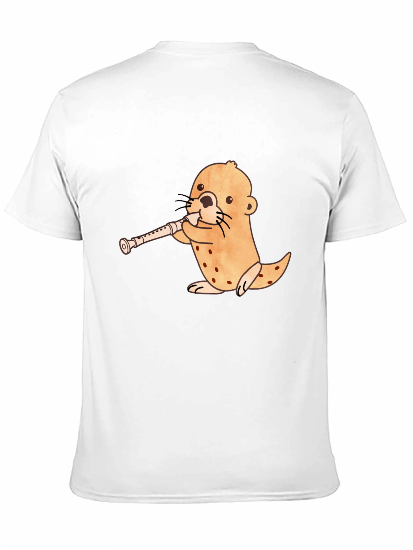 Black Funny Otter Playing Flute Black T-Shirt view 11