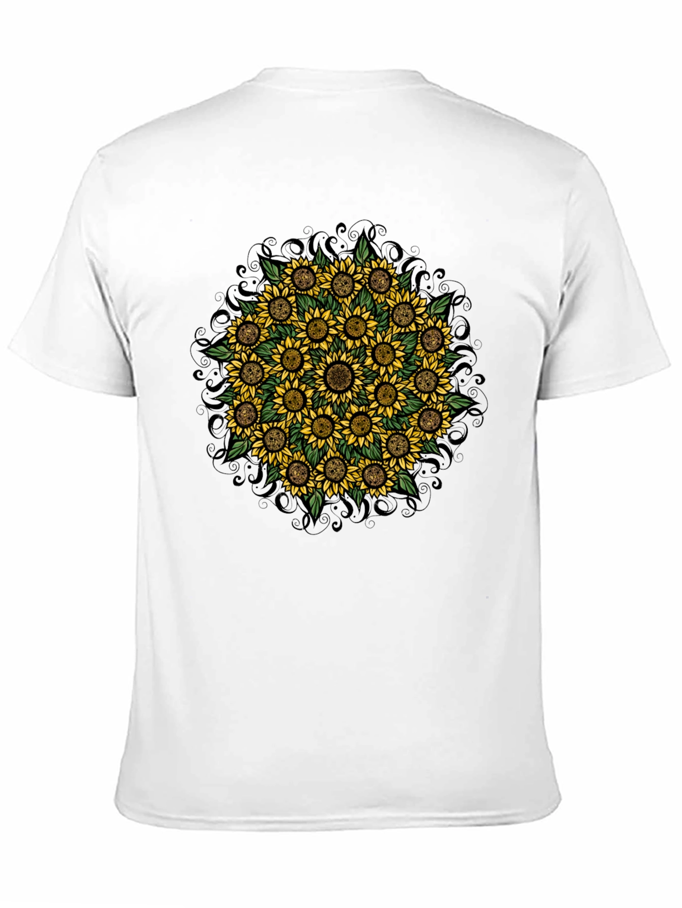 Black Sunflower Mandala Graphic T-Shirt view 11