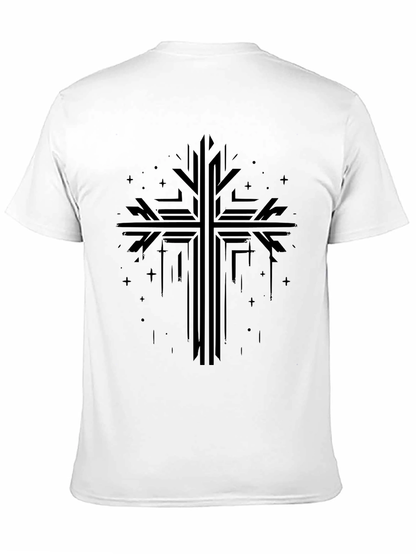 Black Geometric Cross Graphic Tee - Stylish Religious Apparel view 11