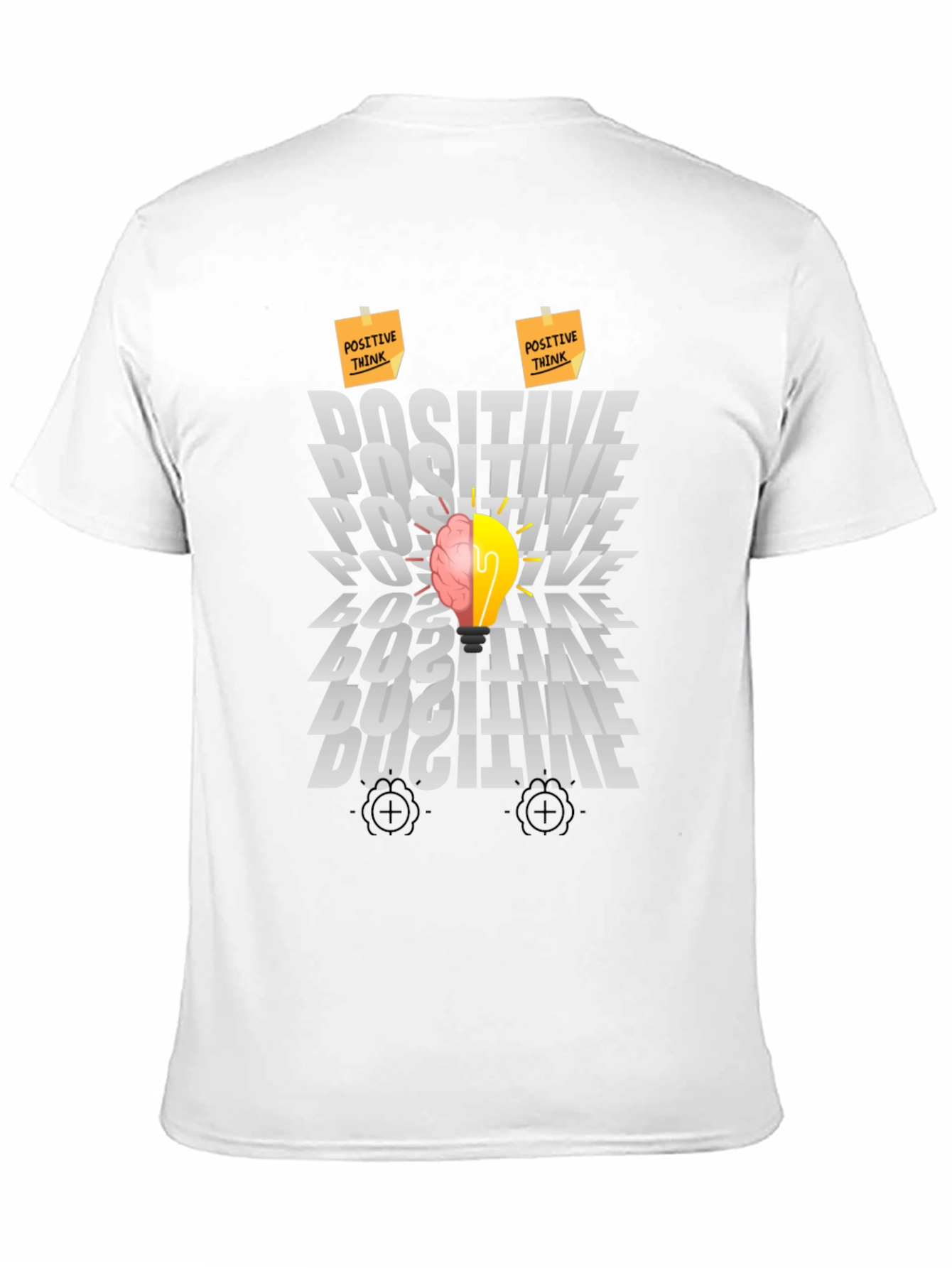 Black Positive Thinking Graphic Tee - Brain Lightbulb Design view 11