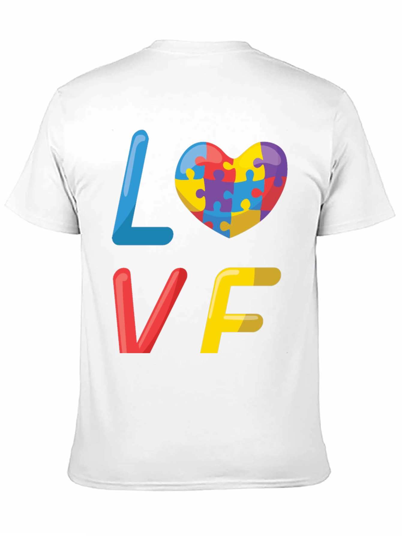 Black Autism Awareness Love Puzzle Heart Graphic Tee view 11