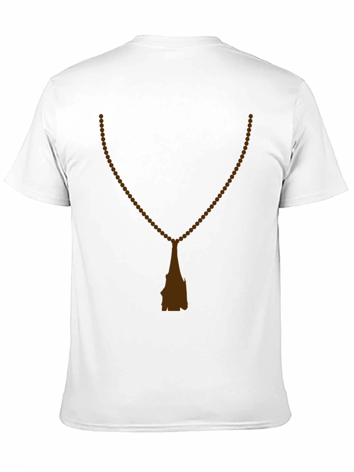 Black Men's Black T-Shirt with Rosary Beads Print view 11