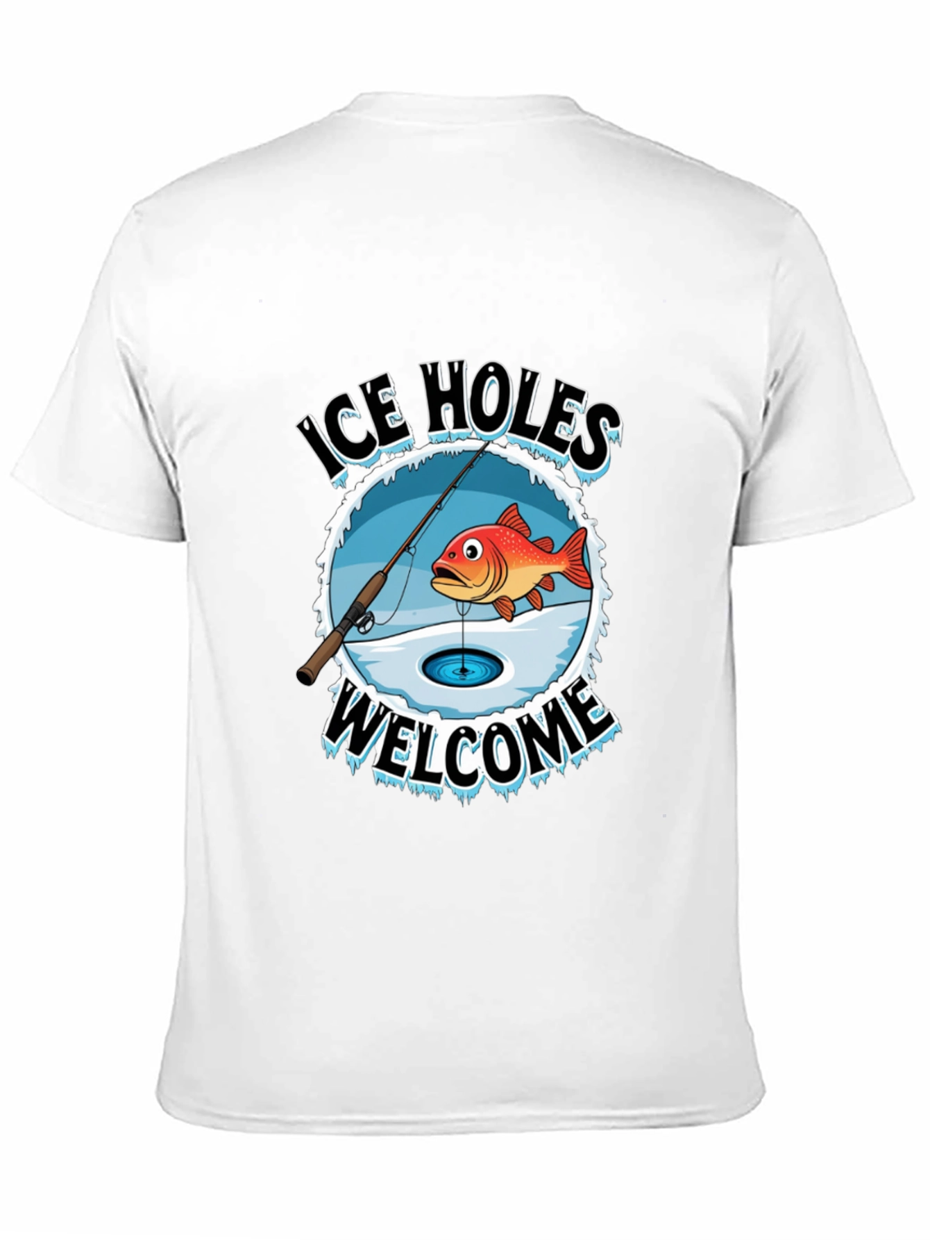 Black Ice Holes Welcome Fishing T-Shirt view 11