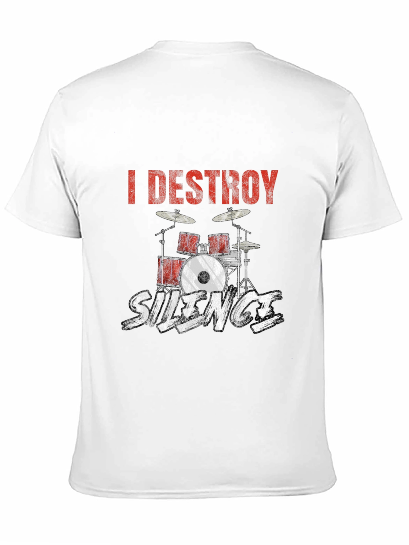 Black I Destroy Silence Drummer T-Shirt view 11