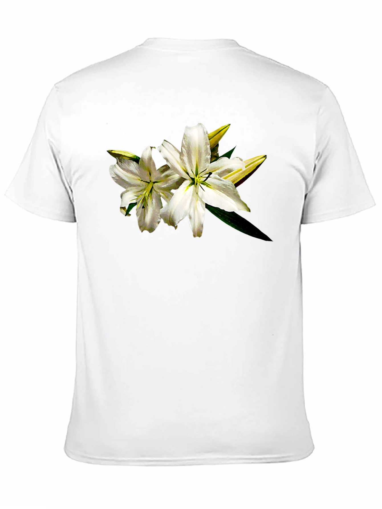 Black White Lily Graphic Tee - Black Cotton T-Shirt view 11