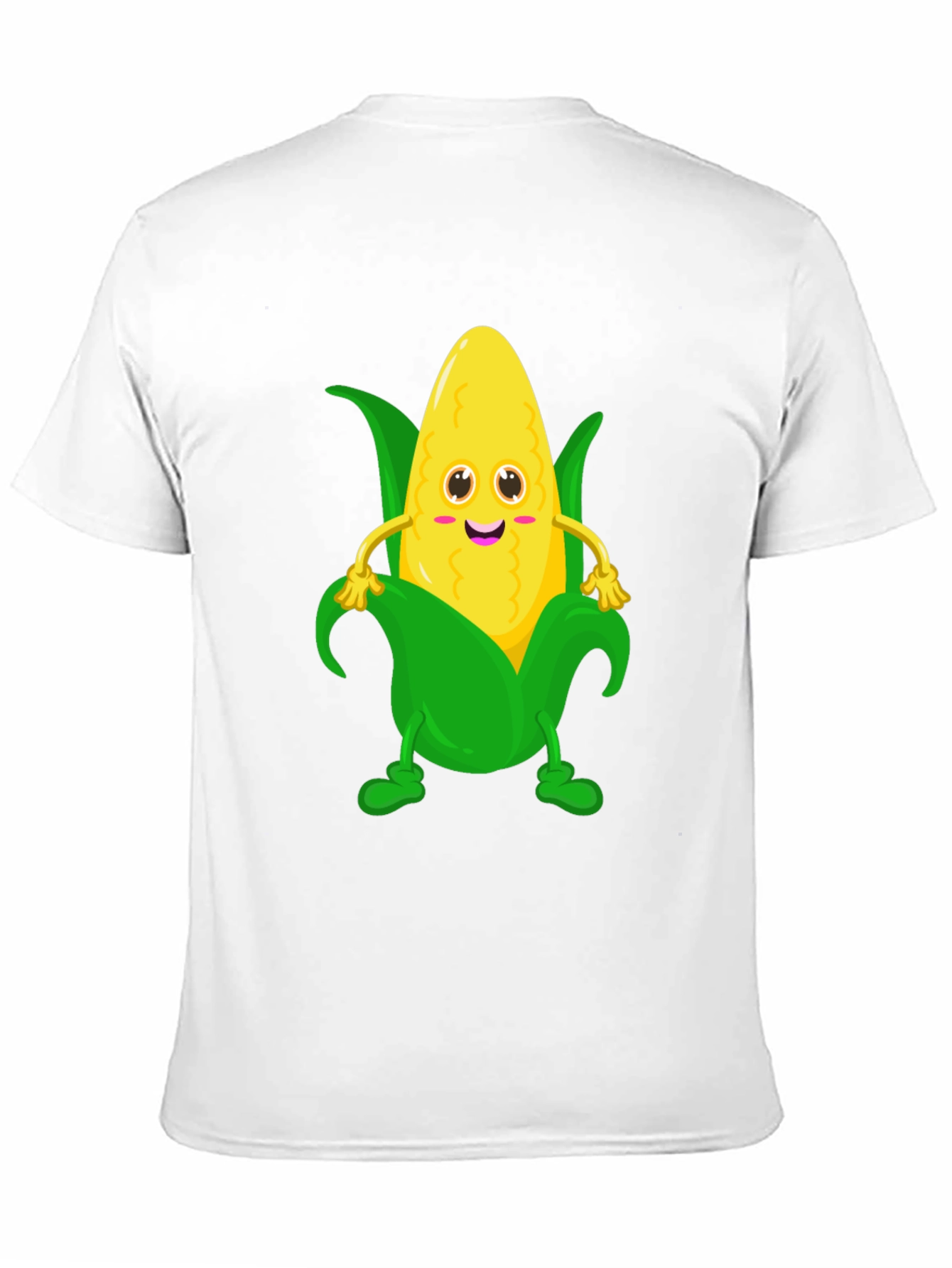 Black Funny Corn Cartoon Graphic Tee - Black Cotton T-Shirt view 11