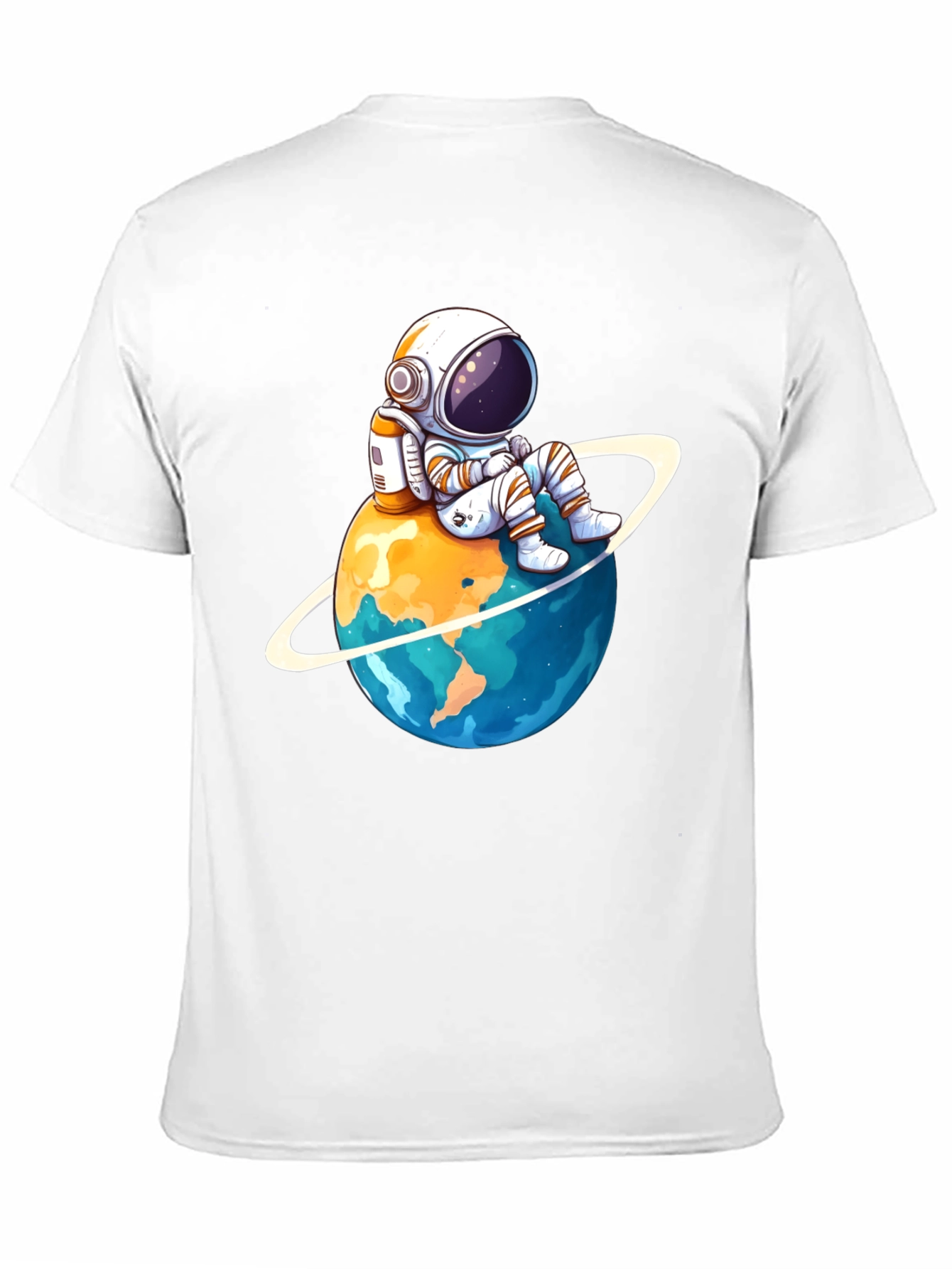 Black Astronaut on Planet T-Shirt - Black Cotton Graphic Tee view 11