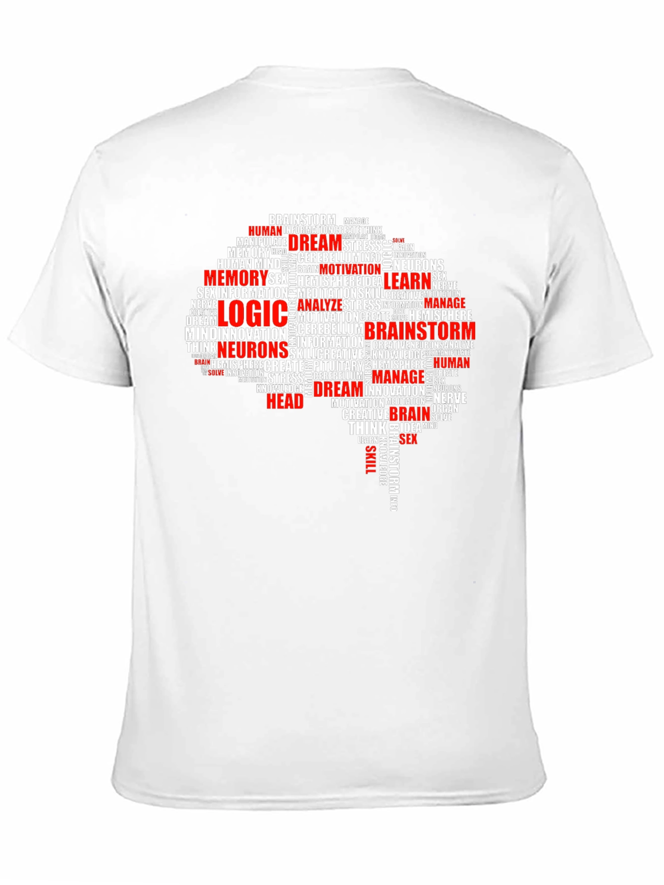 Black Brain Word Art Black T-Shirt - Logic, Memory, Brainstorm view 11