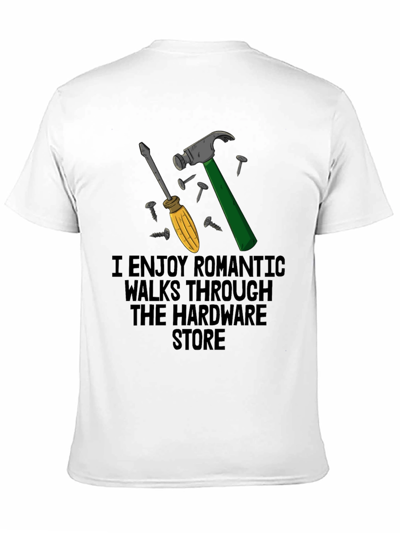 Black Hardware Store Romantic Walk T-Shirt - Men's Funny Tee view 11