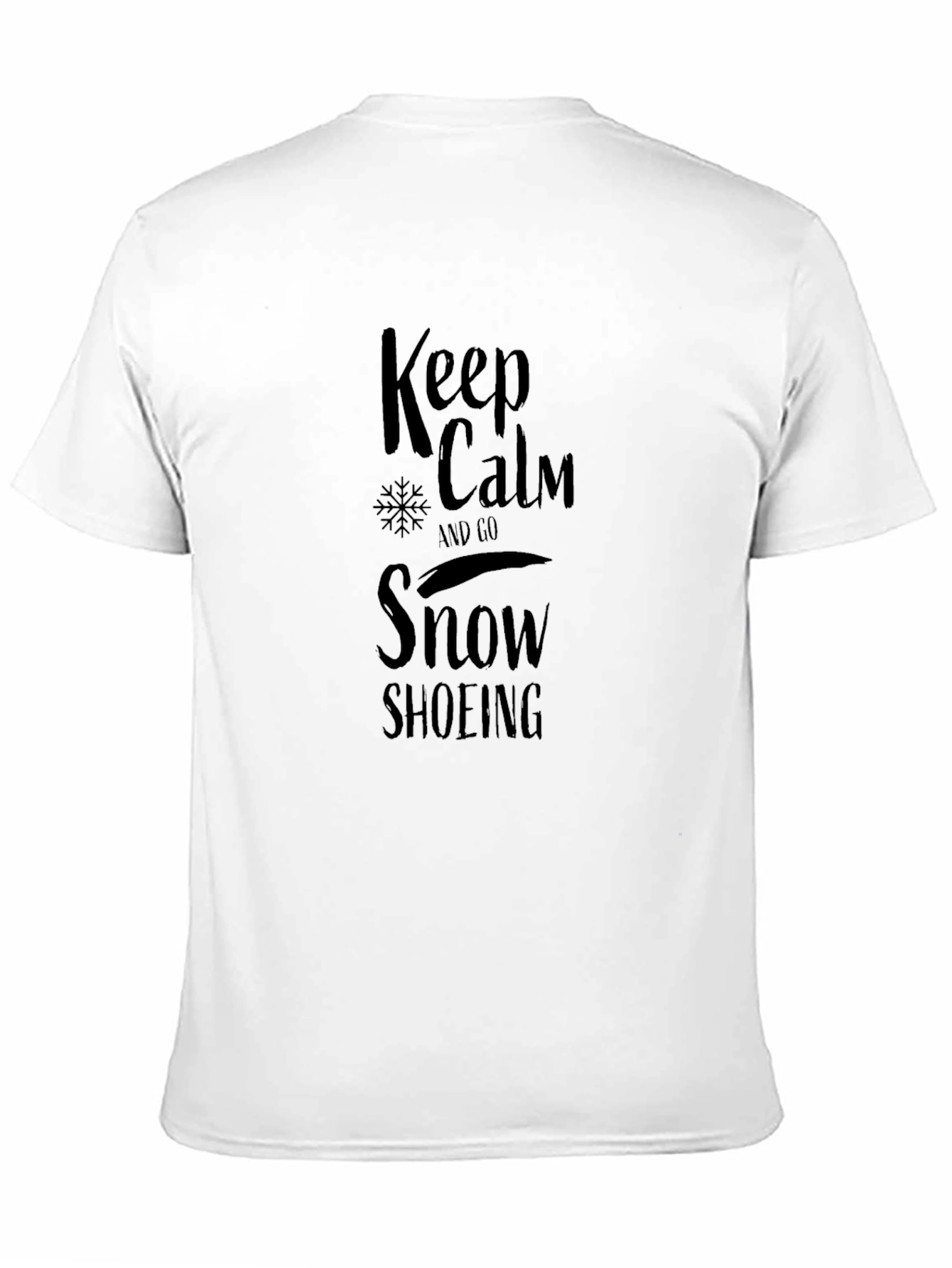 Black Keep Calm Snowshoeing Black Graphic Tee view 11