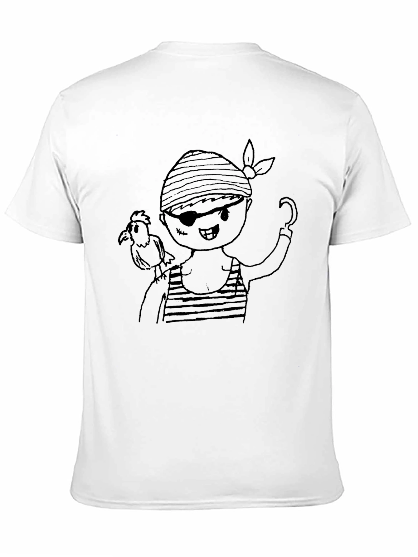 Black Pirate Cartoon Graphic Black T-Shirt view 11