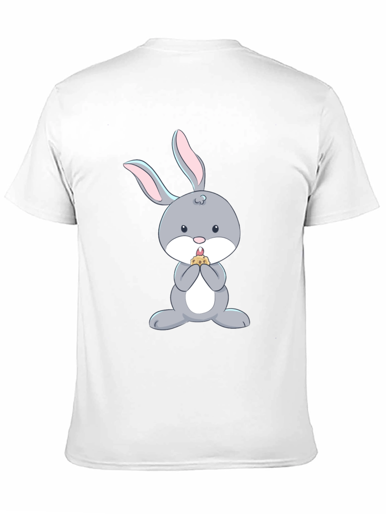 Black Cute Bunny Eating T-Shirt - Black Cotton Tee view 11