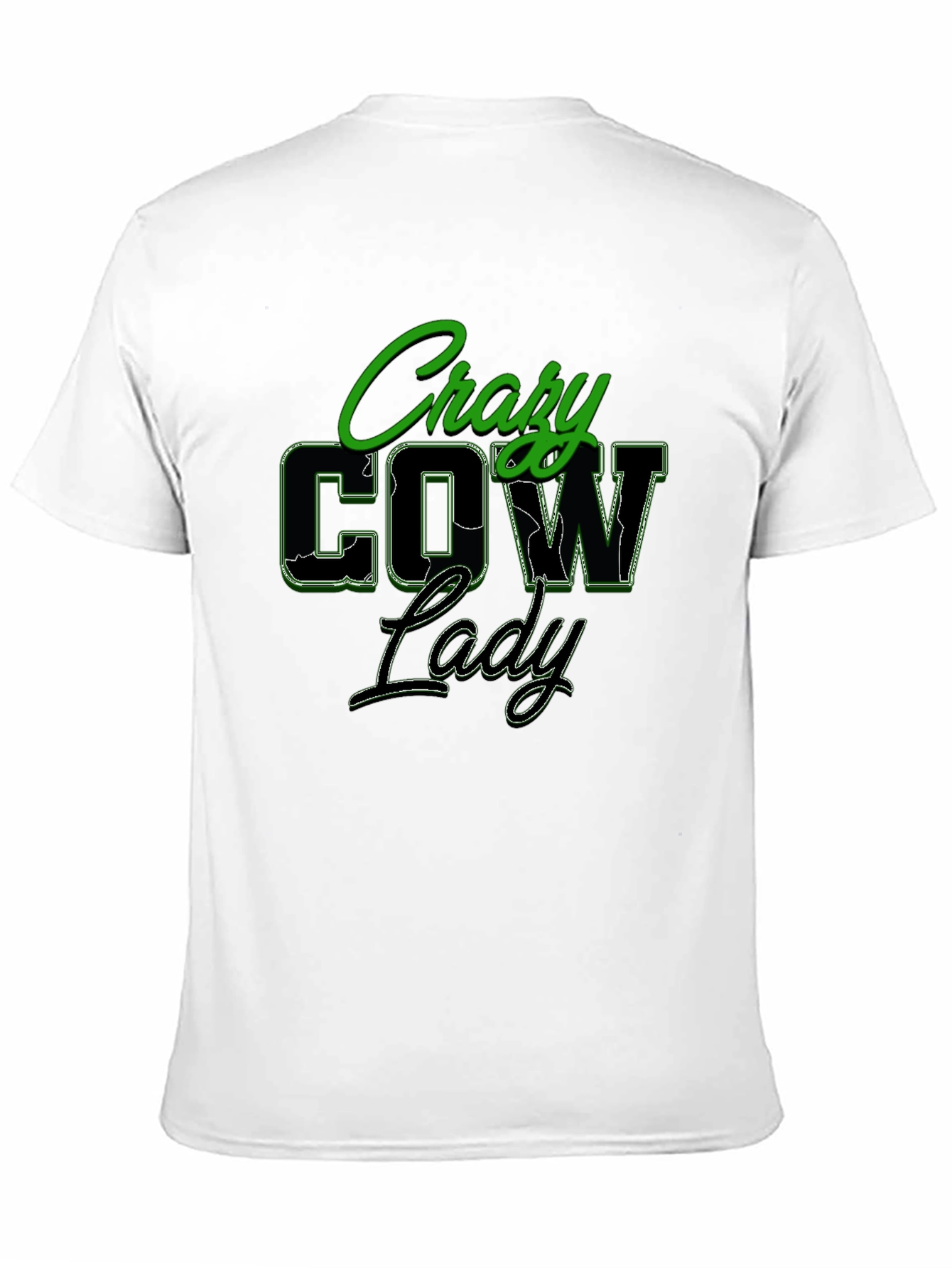 Black Crazy Cow Lady Black Graphic T-Shirt view 11