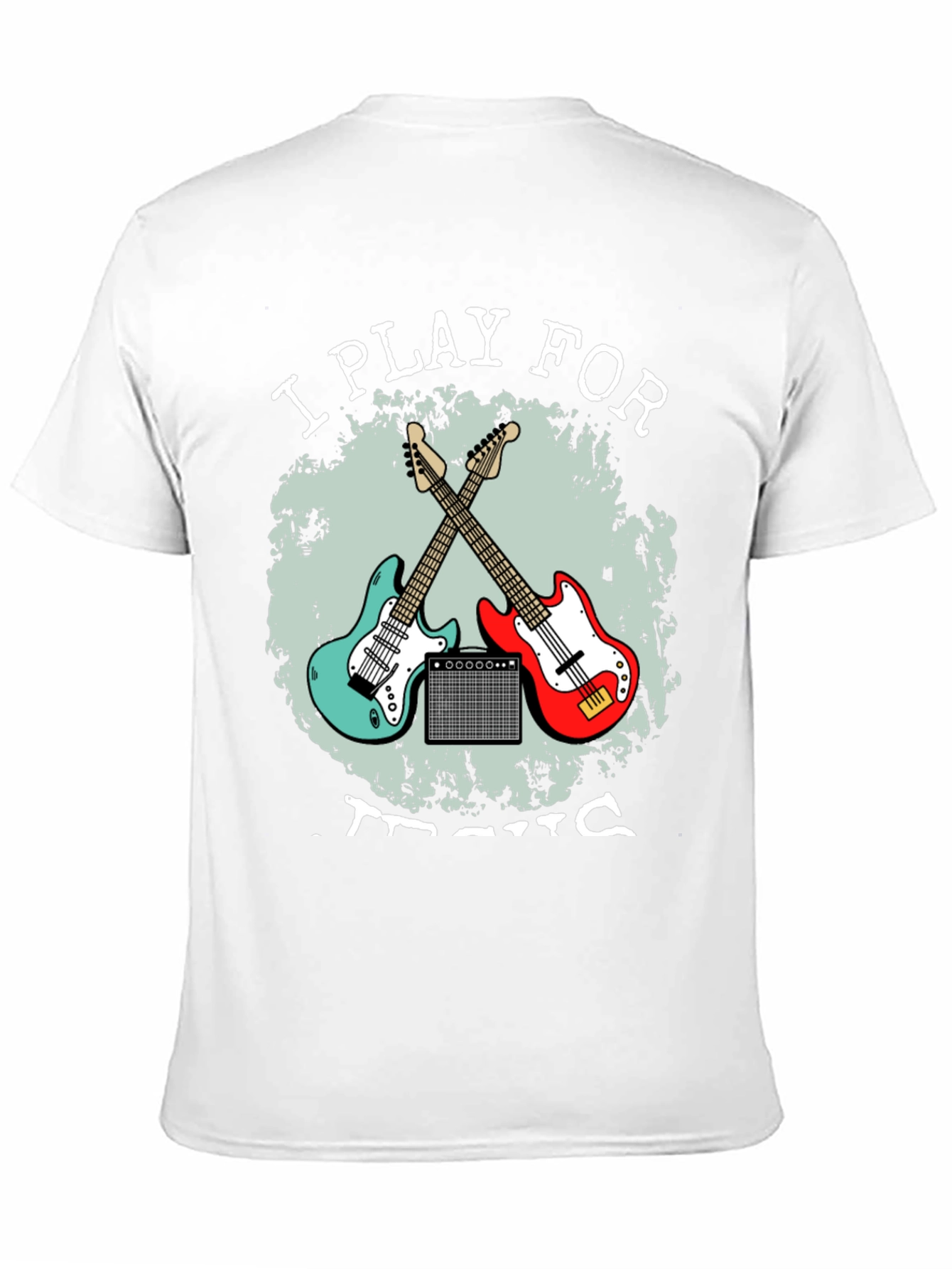 Black I Play For Music Guitar T-Shirt view 11