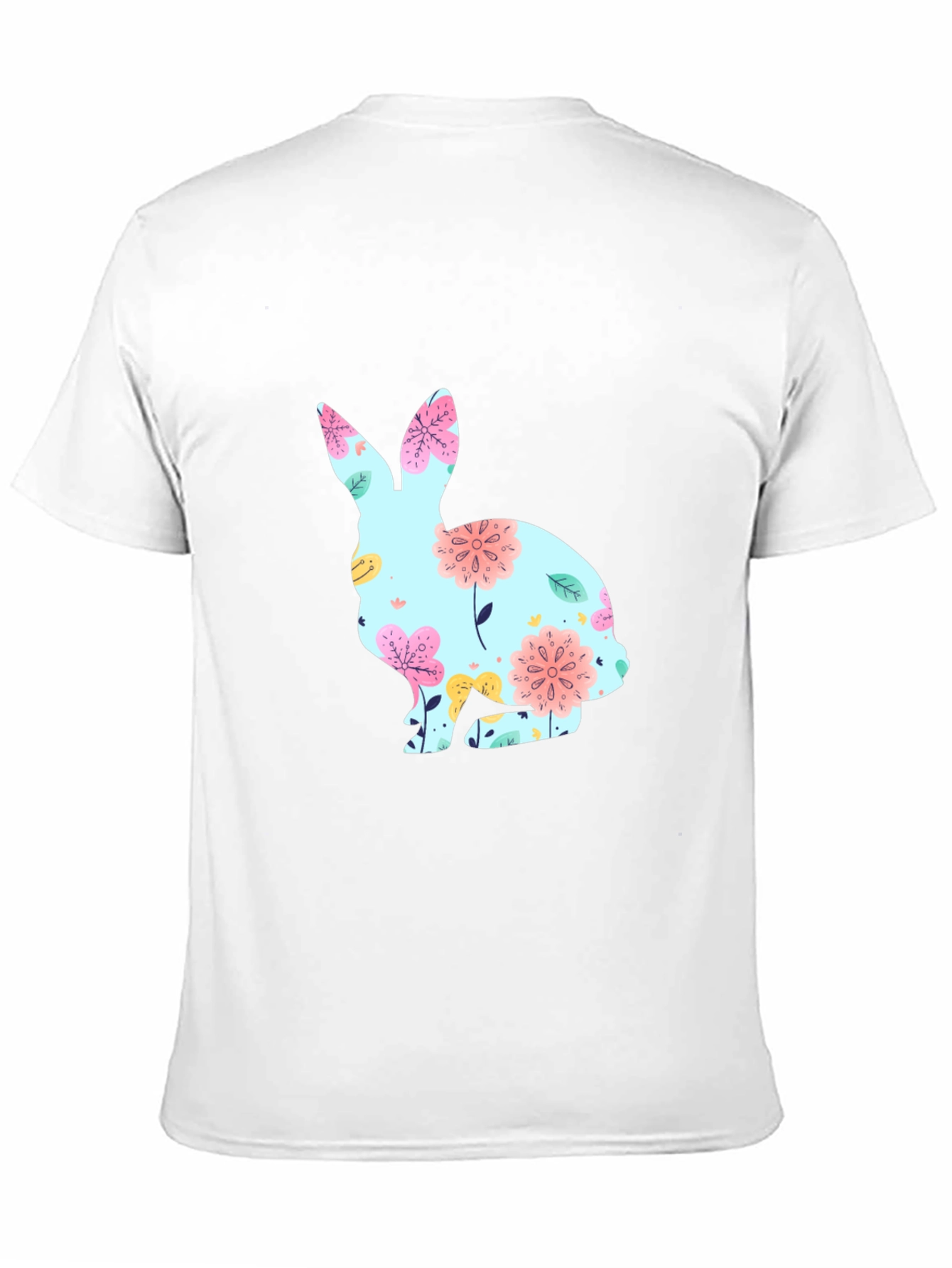 Camiseta Negra con Conejo Floral para Pascua