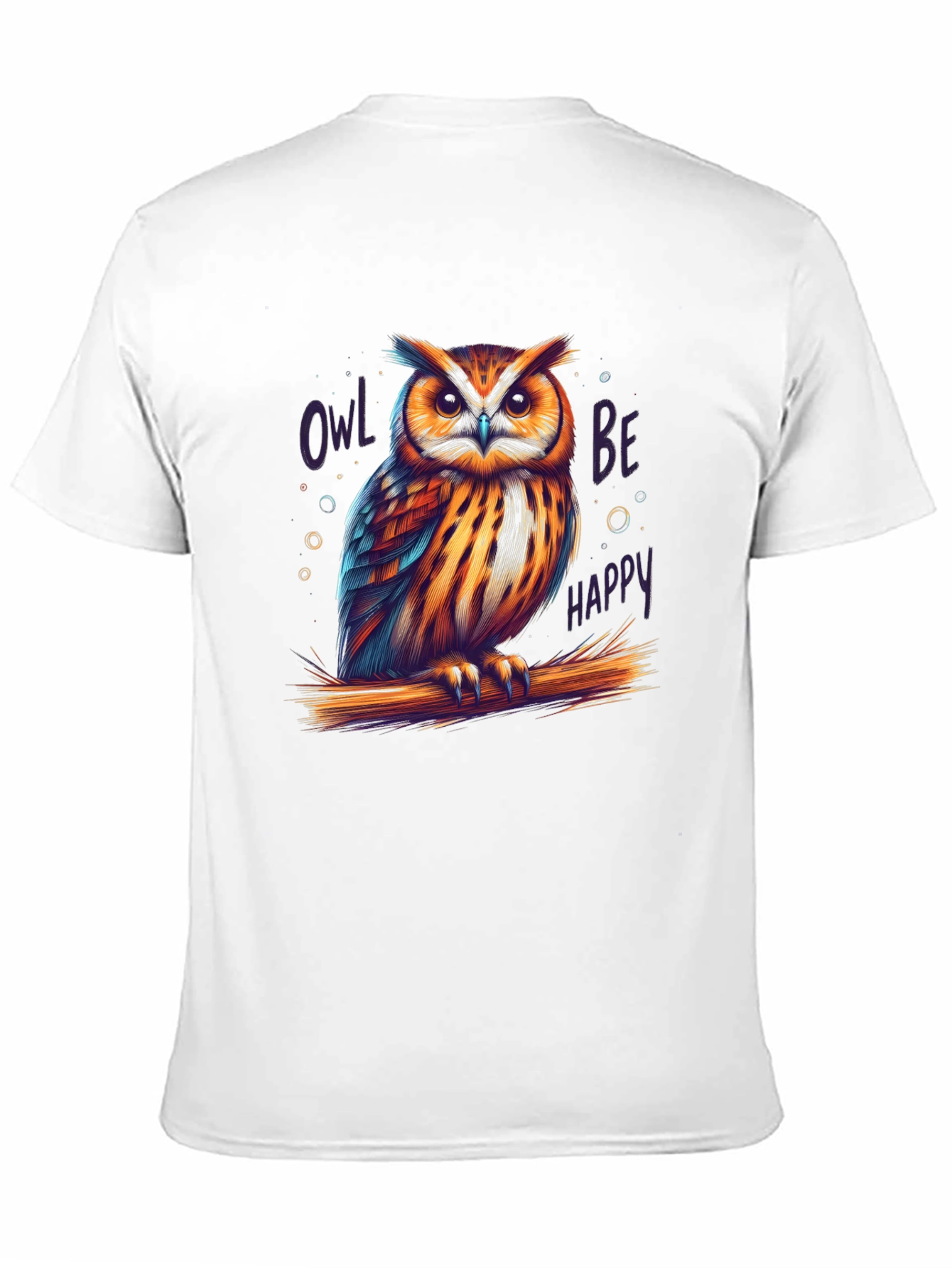 Black Owl Be Happy Graphic Tee view 11