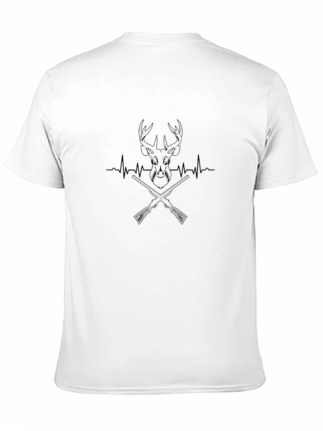 Black Deer Hunting Heartbeat T-Shirt view 11