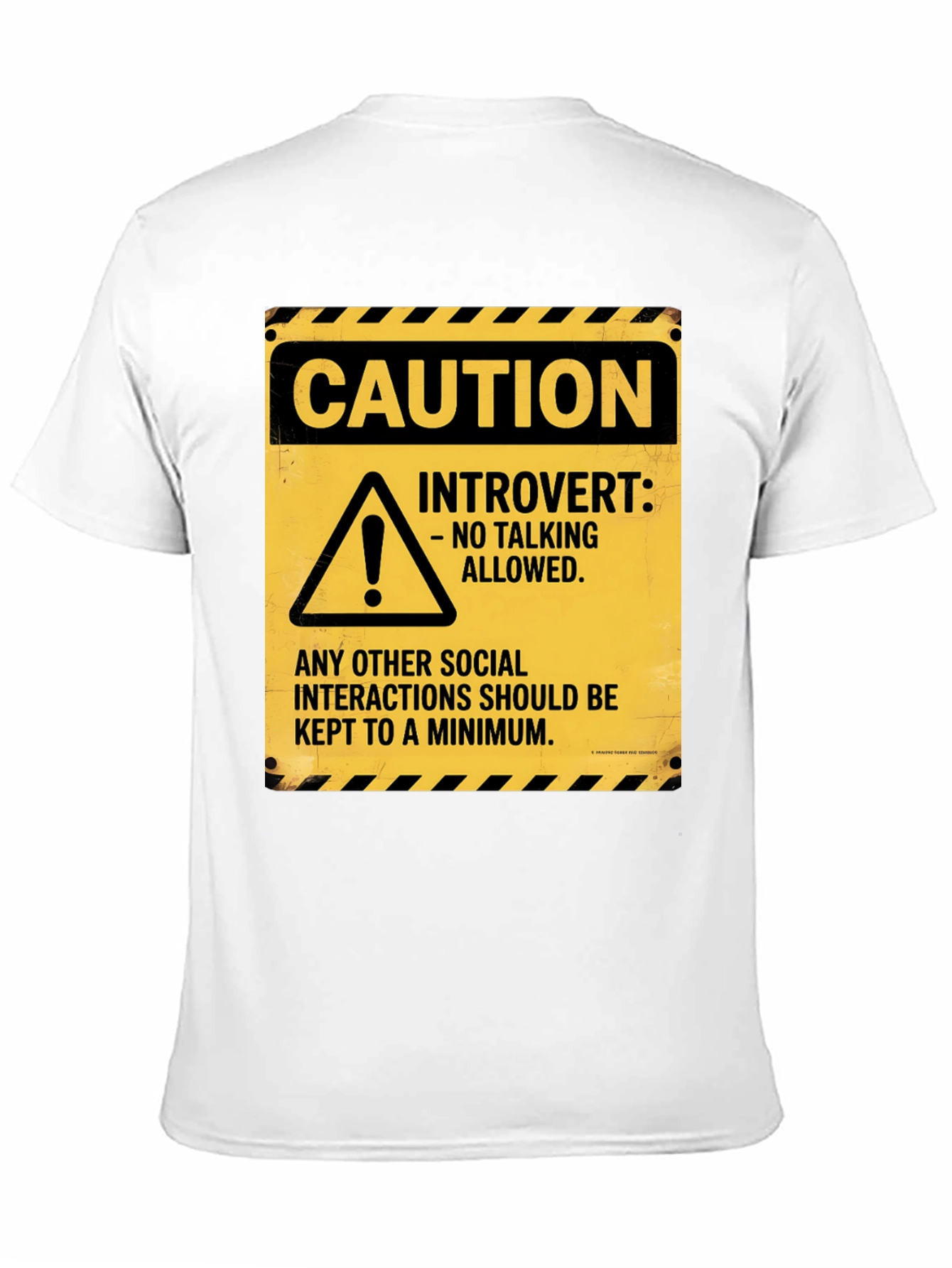Black Caution Introvert Novelty Graphic Tee view 11