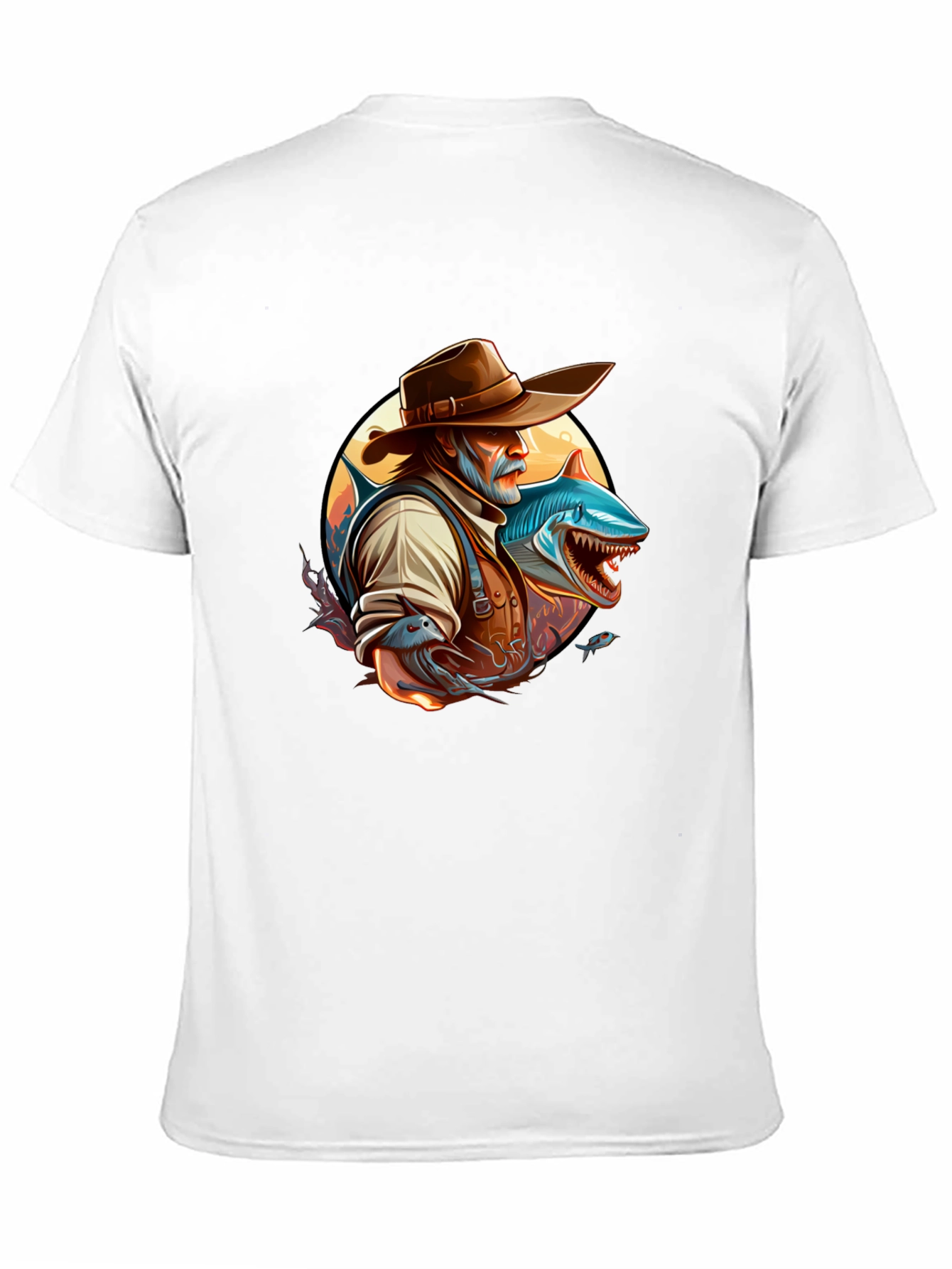 Black Shark Fisherman Graphic Tee - Black Cotton Blend view 11