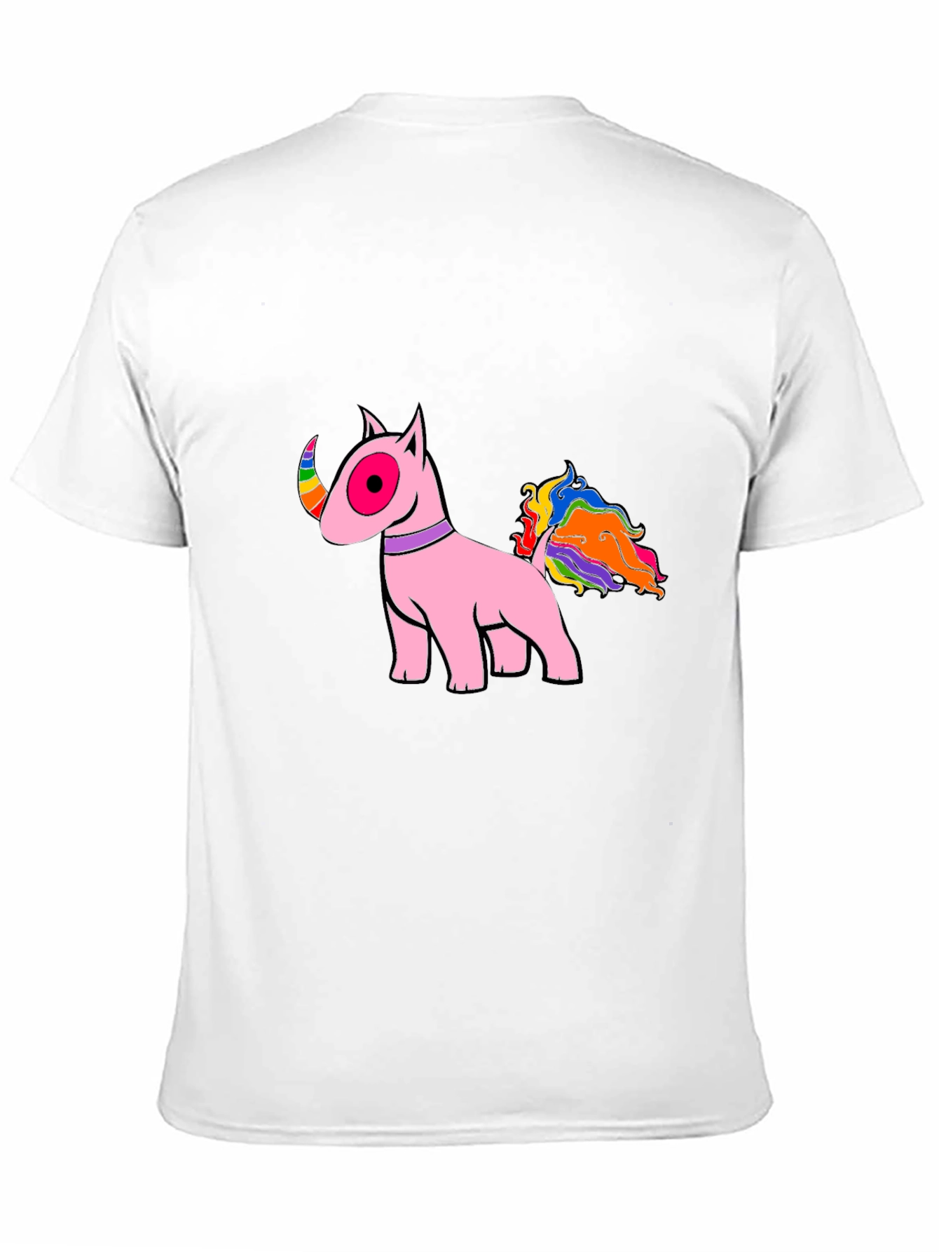 Black Pink Bull Terrier Rainbow Tail T-Shirt view 11