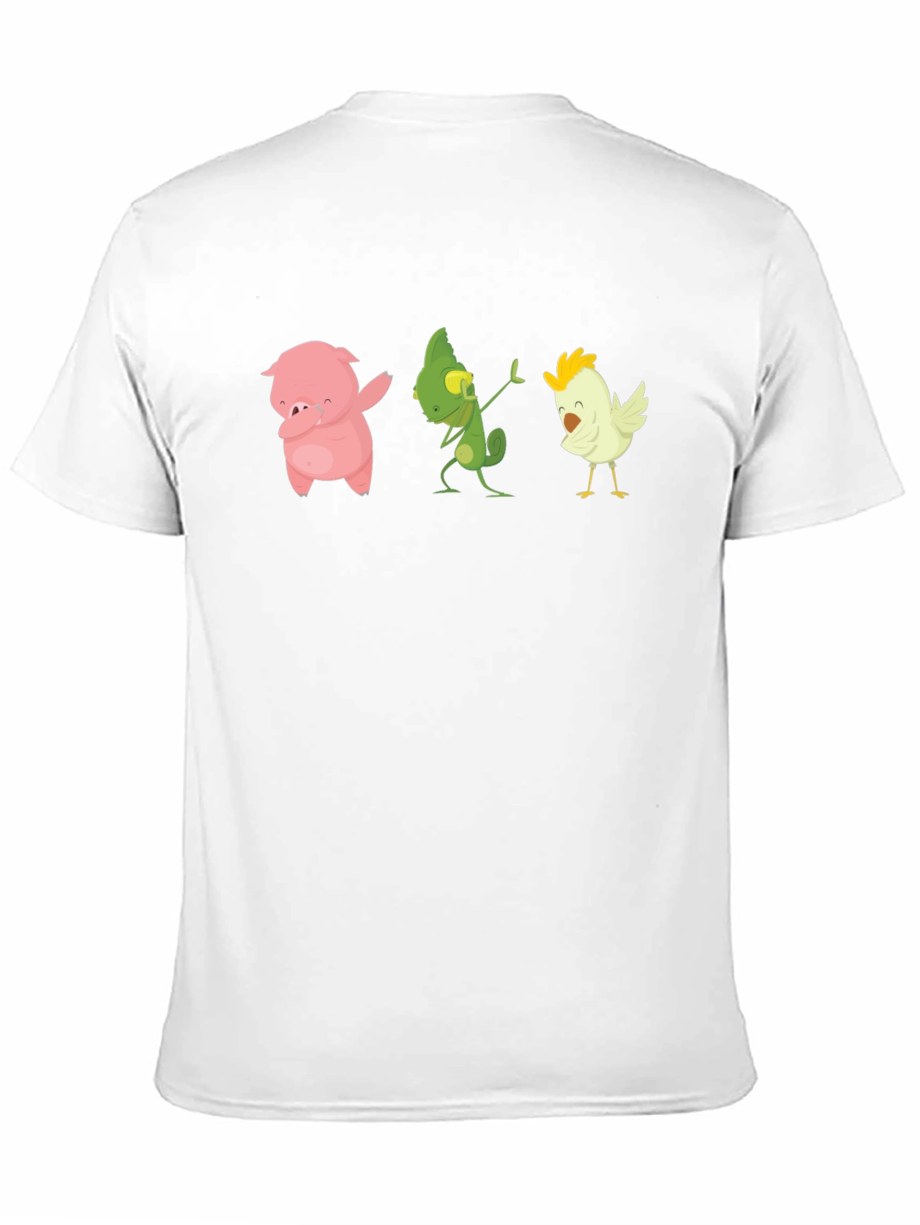 Black Dabbing Animal T-Shirt: Pig, Lizard, Chicken view 11