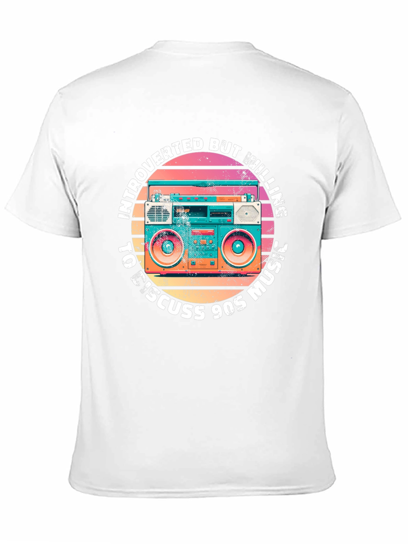 Black Introverted 90s Music Boombox Graphic T-Shirt view 11