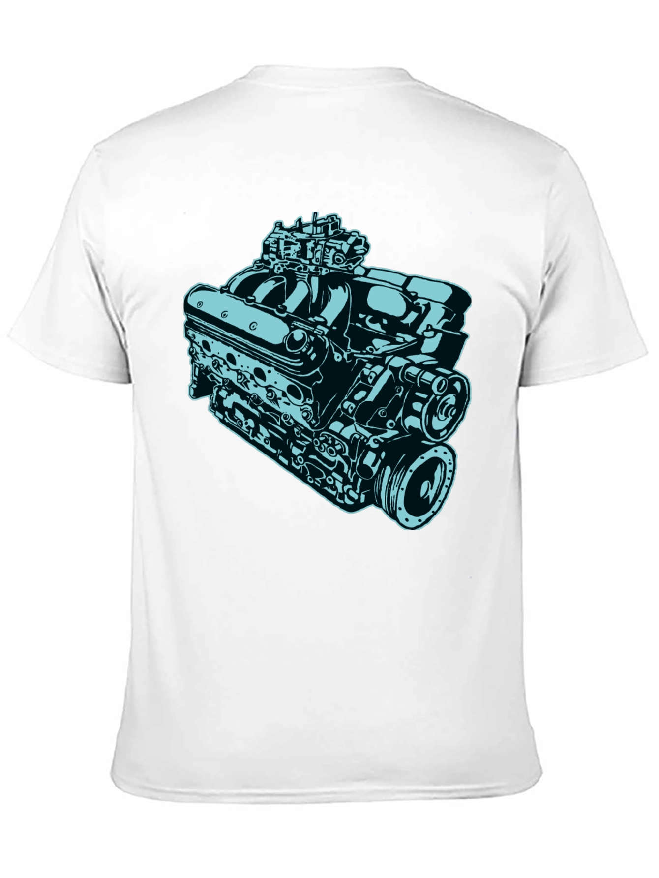 Black Car Engine Graphic Tee - Black Cotton Short Sleeve Shirt view 11