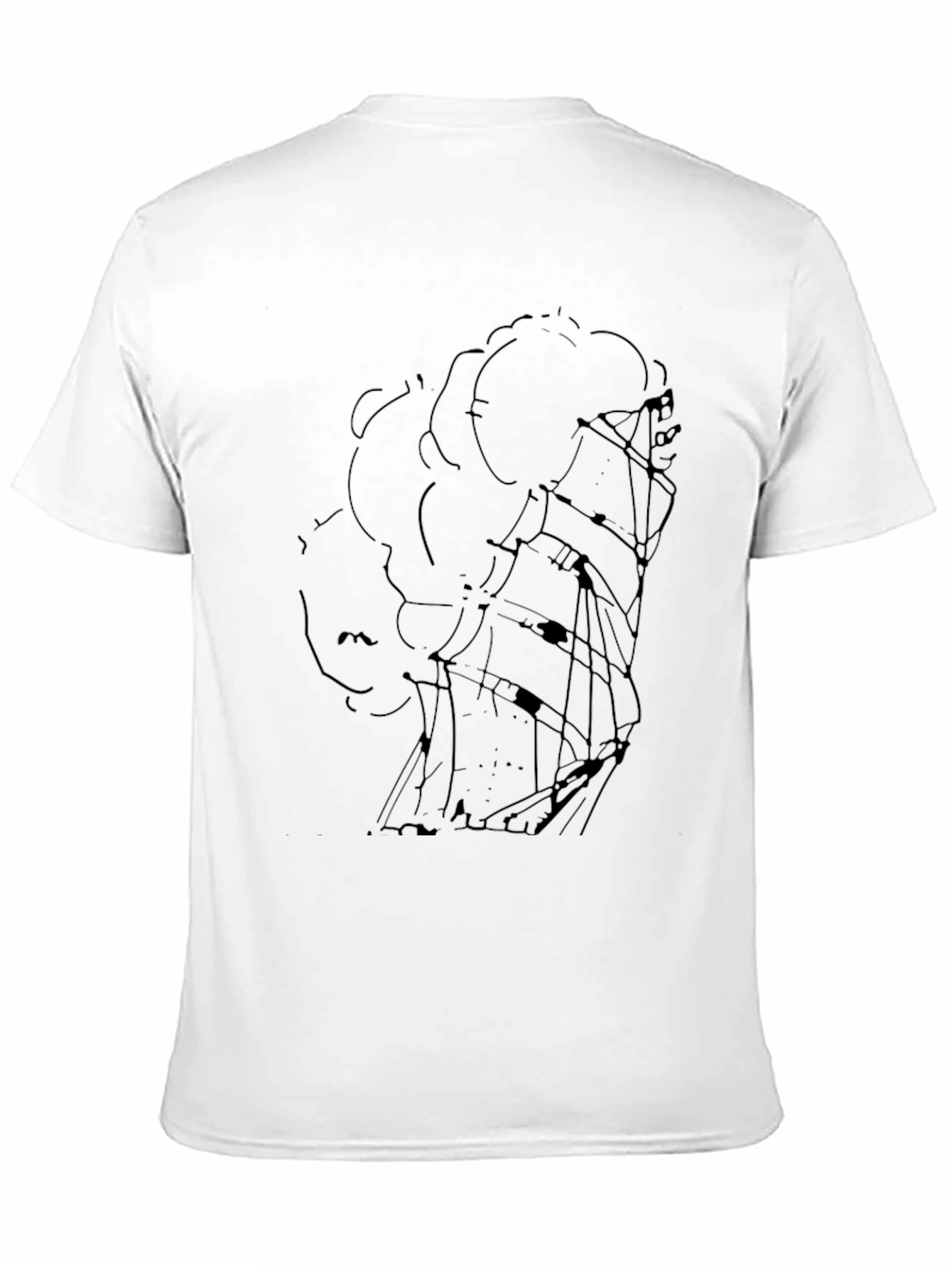 Black Men's Black Graphic Tee - Ship in Storm Design view 11